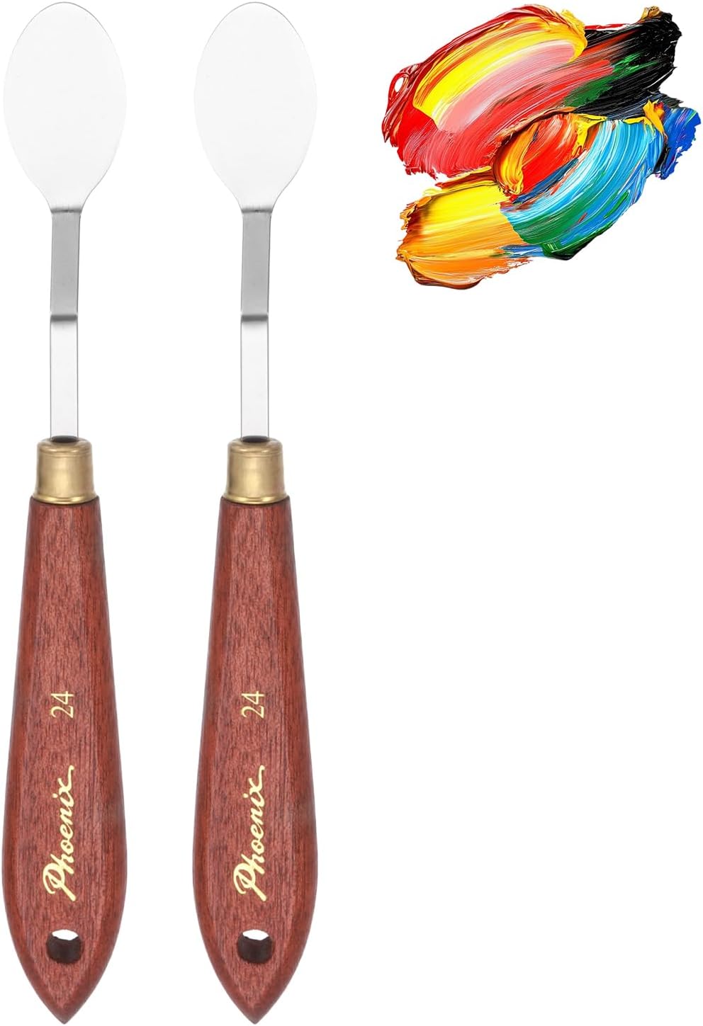 MECCANIXITY Pack of 2 Palette Knife No.20, 7.5" Long with Stainless Steel Flexible Spatula Pallet Knife and Wood Handle for Scraping, Mixing, Oil Acrylic Painting Canvas