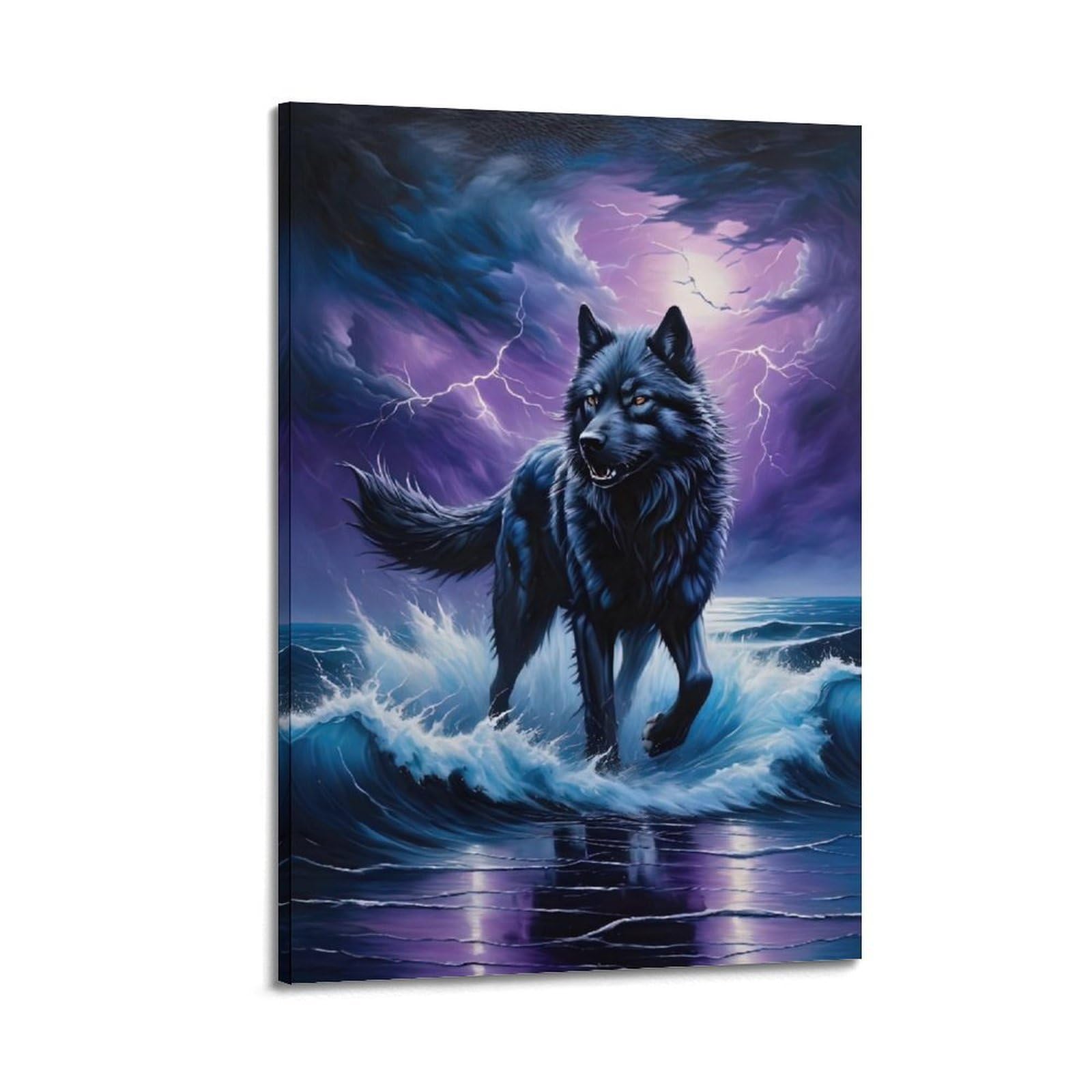 WZKTCL Animal Poster Florida Black Wolf Poster Decorative Painting Canvas Wall Posters And Art Picture Print Modern Family Bedroom Decor Posters 20x30inch(50x75cm)