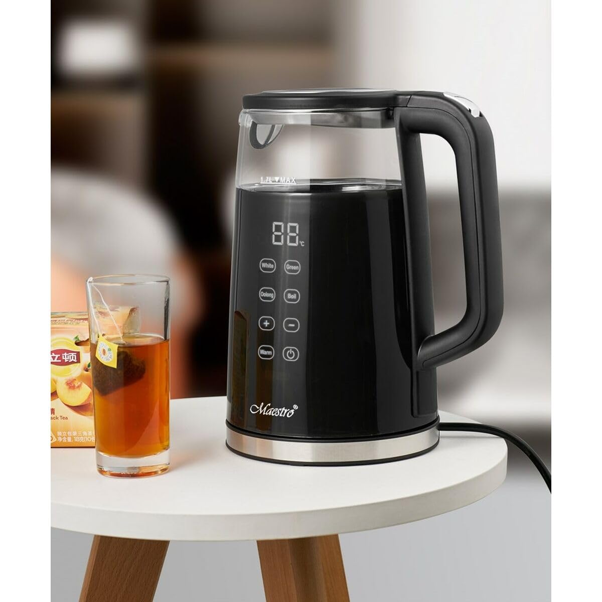 Hervidor MR-049 Negro Transparente Cristal Vidrio de Borosilicato 2200 W 1,7 L