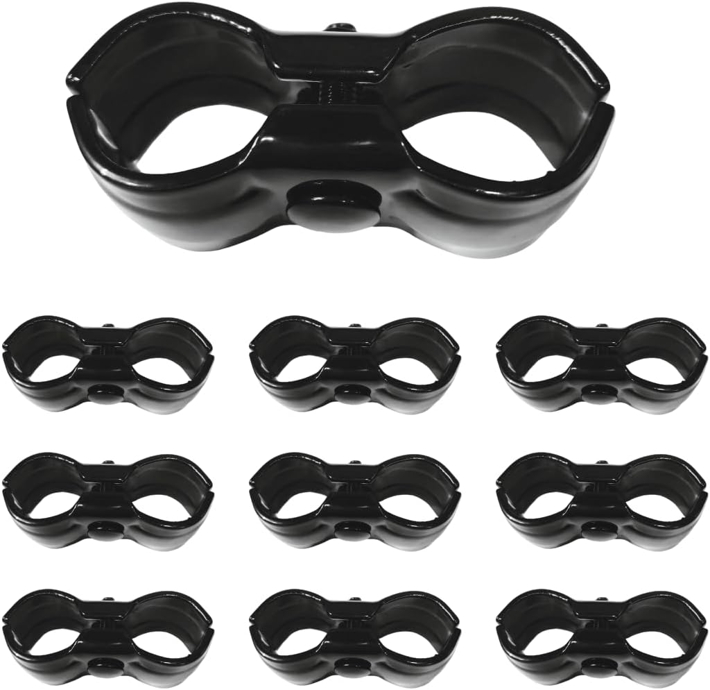 Dog Kennel Panel Clamps, 1-3/8 Inch OD Round Pipe, 10 Set Pack with Hardware, (Black Powder Coated)
