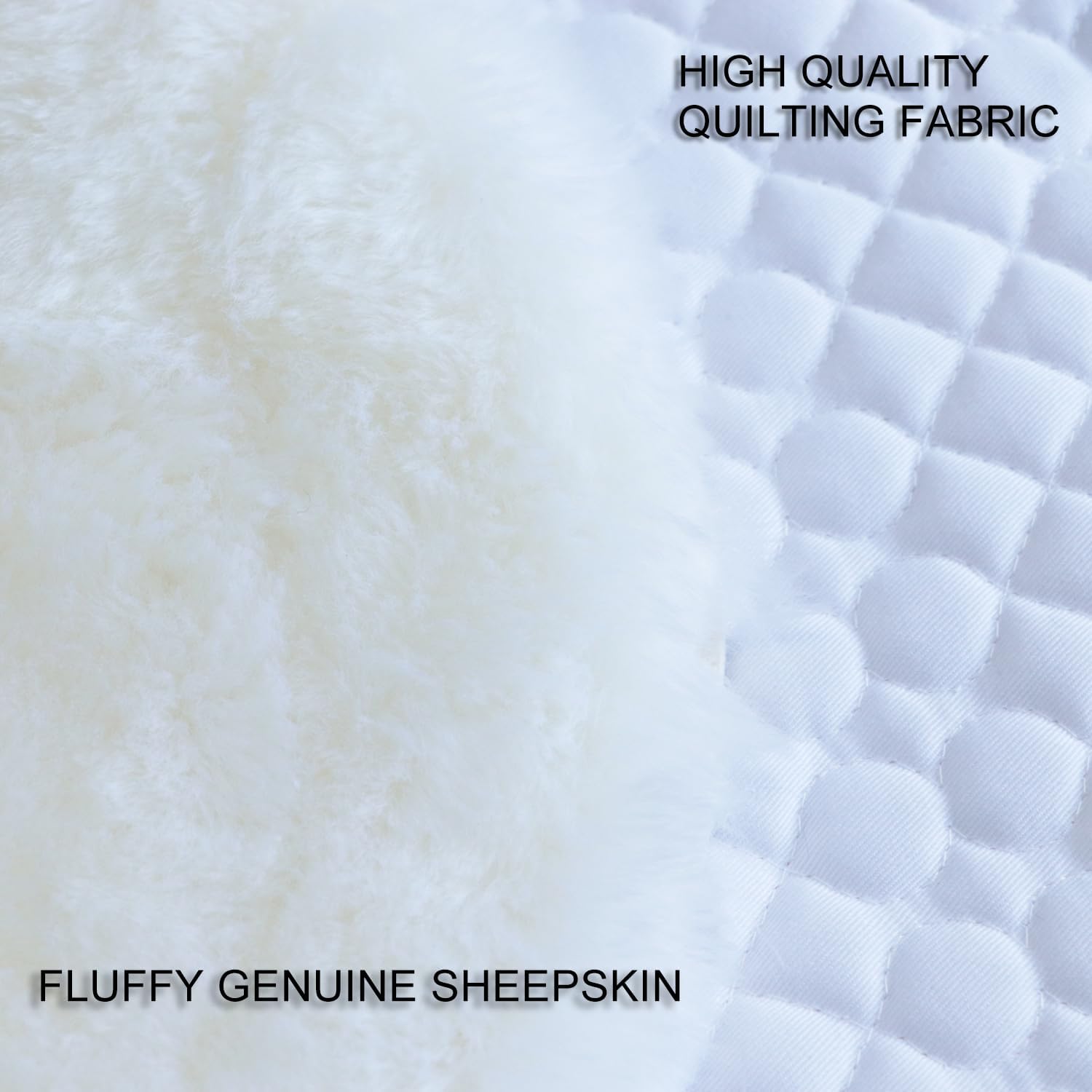 Woolous Dressage Saddle Pad, English Saddle Pad with Sheepskin Trim, Lambskin Wool Fleece Lining, Square Saddle Pad for Equestrian Riding, Comfortable & Shock Absorbing