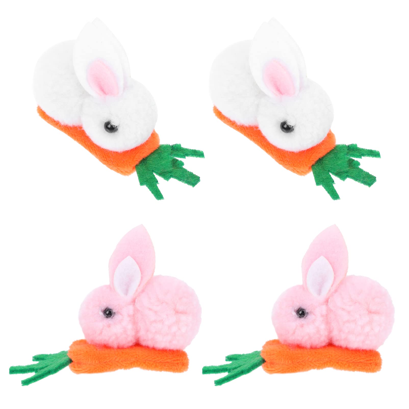 minkissy 4 Pièces Pinces à Cheveux Lapin Peluche Barrettes à Cheveux Carotte Filles Coiffe Lapin Lot