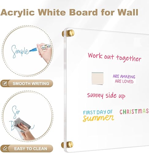 Miniatura 9 de Pizarra de borrado en seco de acrílico transparente, 12 x 12 pulgadas, negro, no magnético, sin marco, pizarra blanca transparente para pared,