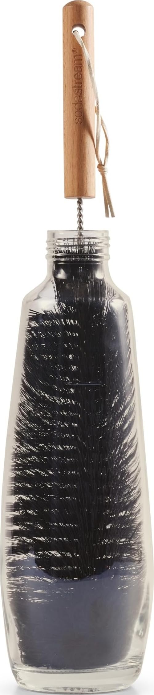 SodaStream Bottle Brush, 1 x Cleaning Brush for Plastic & Glass SodaStream Bottles, Natural Wooden Handle & Flexible Stainless Steel Bristles, Reusable Water Bottle Cleaner Brush