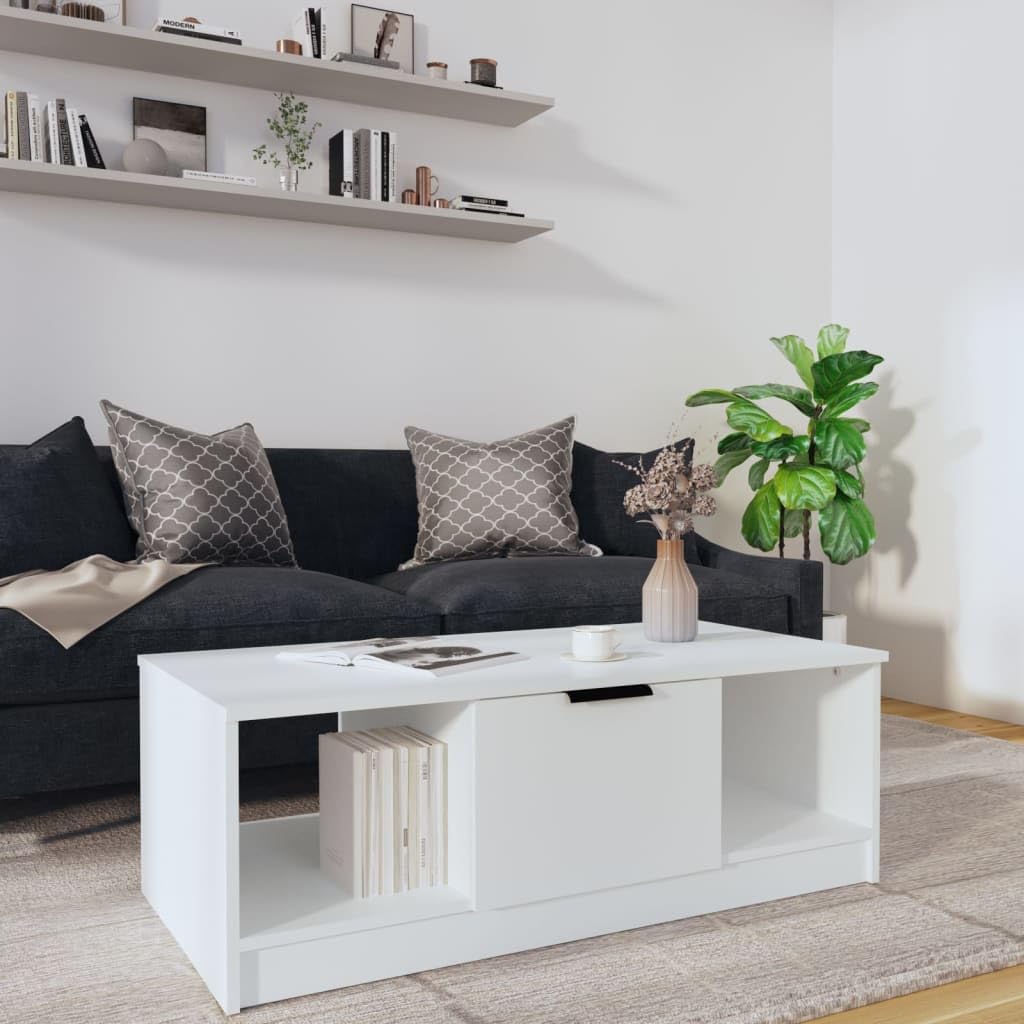 vidaXL Stolik kawowy, biały 102x50x36 cm, materiał drewnopochodny, stolik do salonu, stolik przed kanapę, stolik na telefon, stoliki do salonu