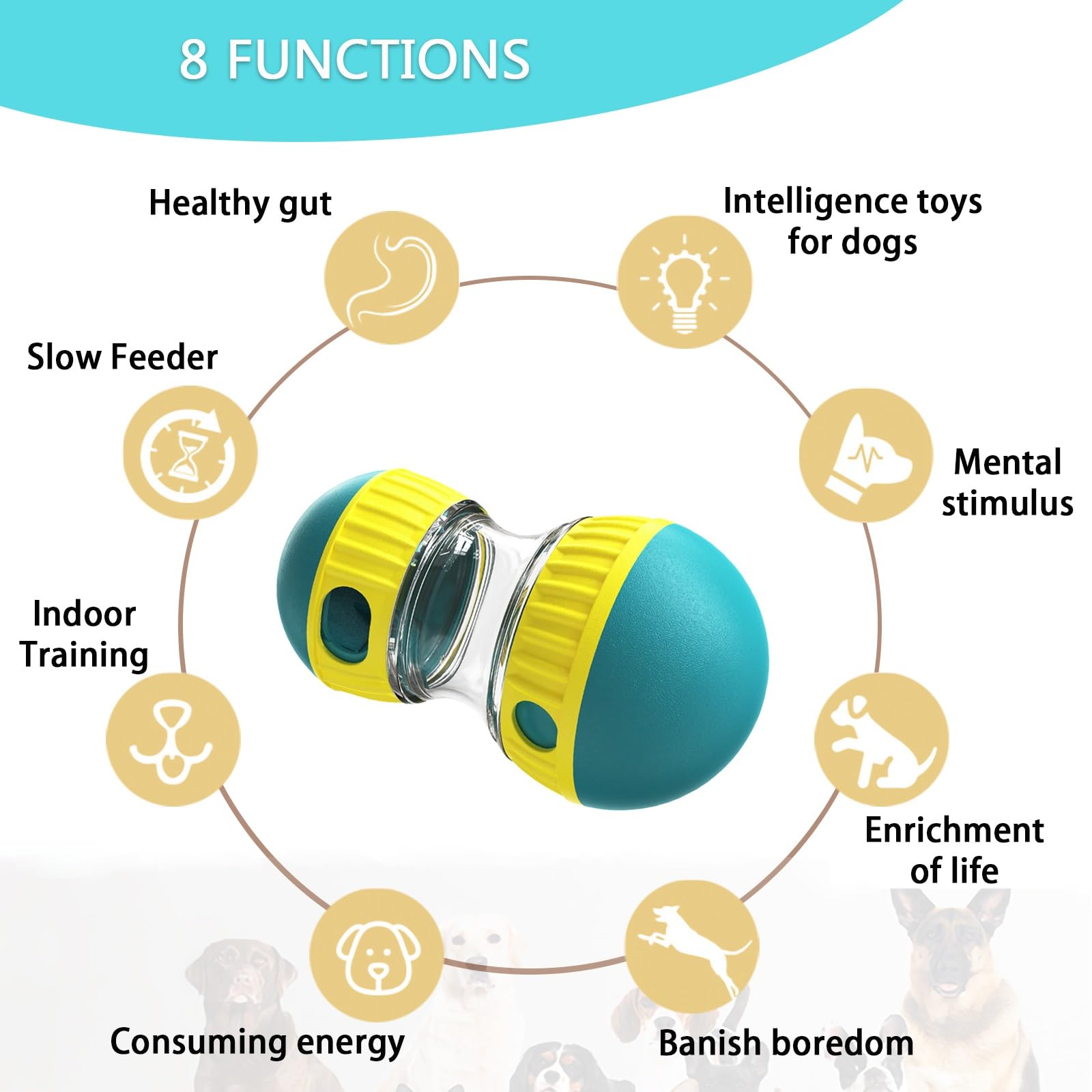 JWTEEE Interactive dog toys, Enrichment puzzle feeders for dogs Treat dispensing ball - Image 2