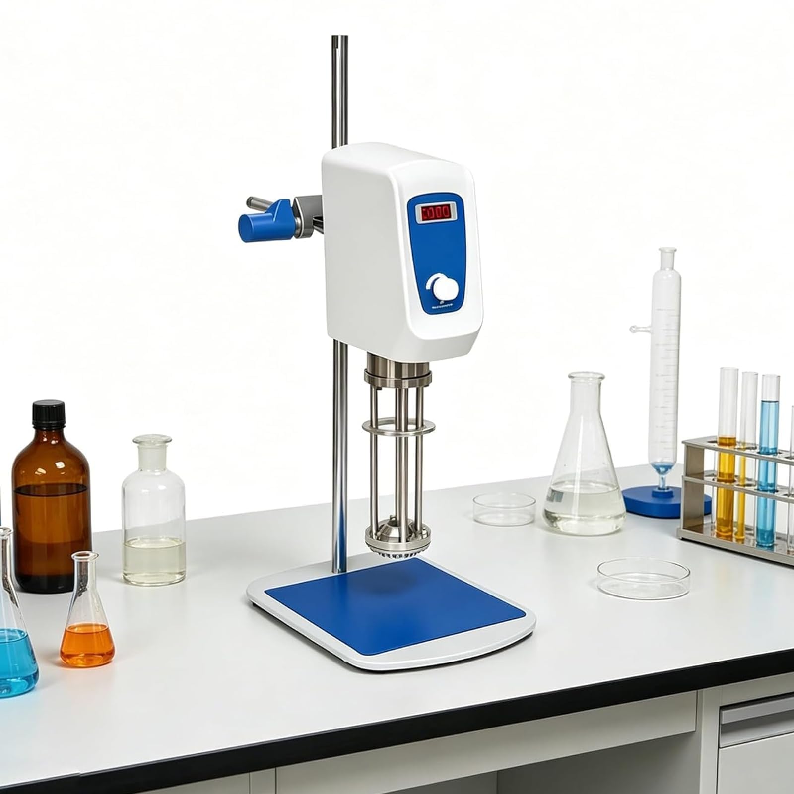 Mikser homogenizatora o wysokim ścinaniu, narzędzie do rozpraszania emulgatorów laboratoryjnych, stal nierdzewna, 200-9000 obr./min, pojemność 500-2000 ml do badań laboratoryjnych kosmetyków