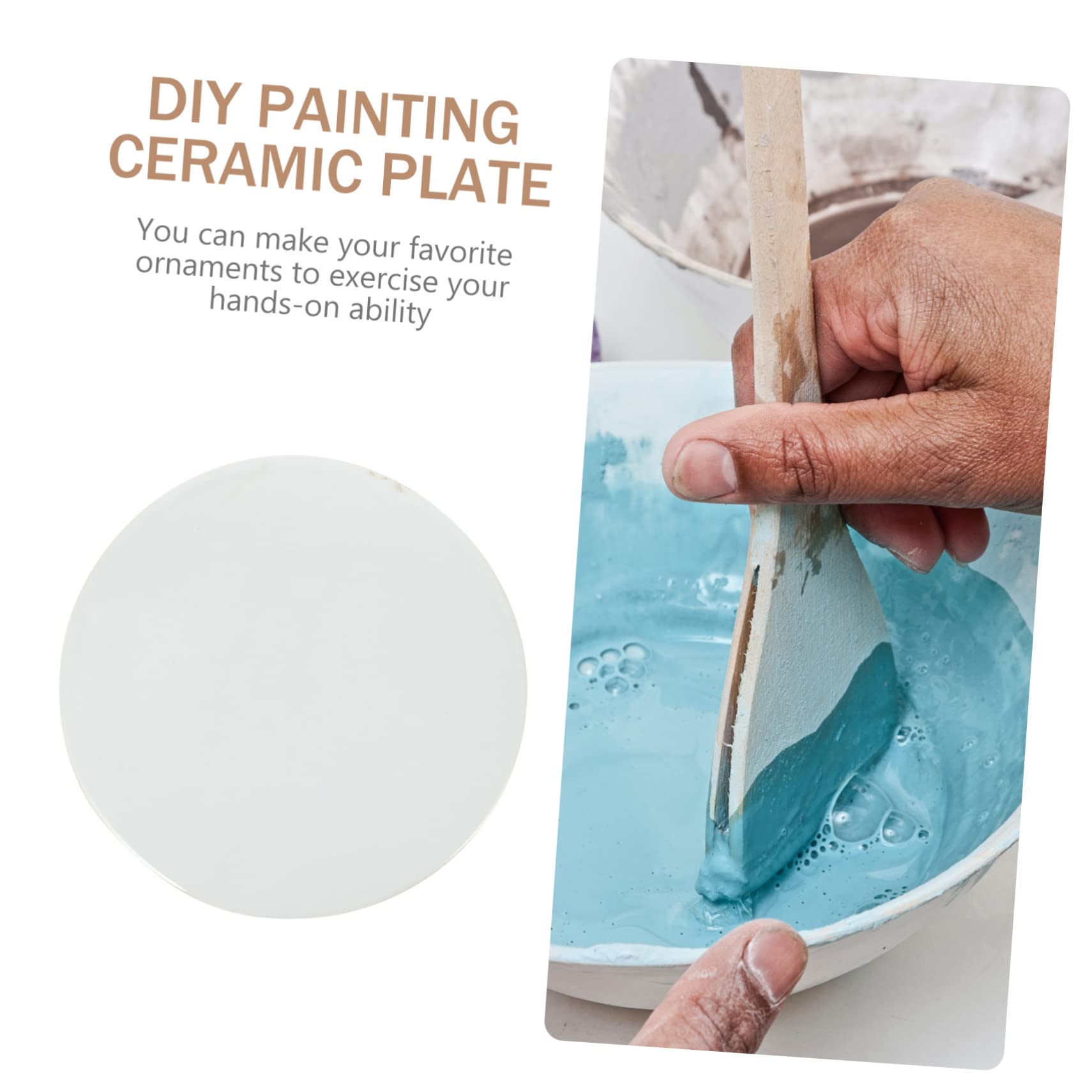 PLAFOPE Piastra Ceramica Bianca Rotonda da Dipingere per Ragazzo Ragazza | Superficie Liscia Non Finita, per Laboratorio D'arte Infantile e Hobby Creativo, Supporto DIY