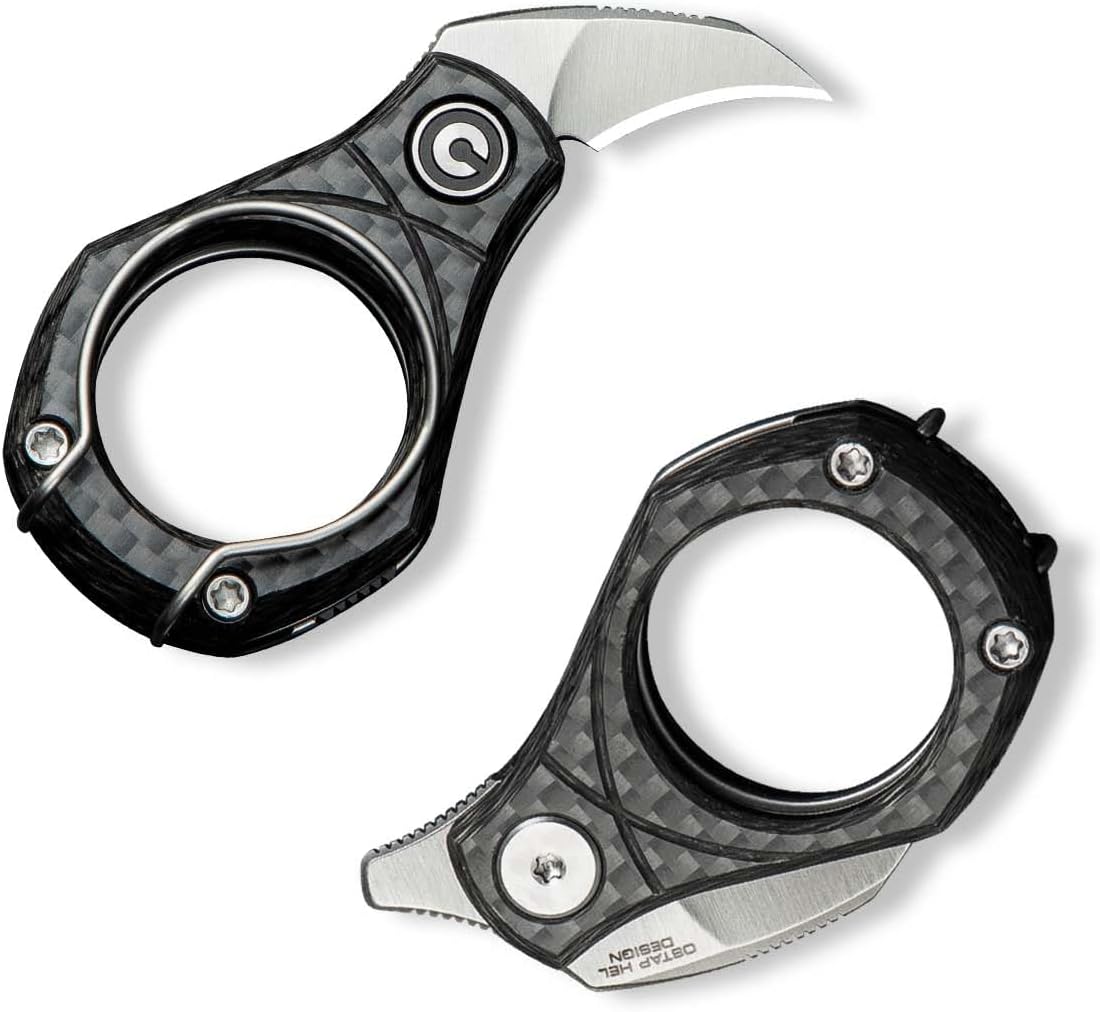 CIVIVI Pyrus Mini Keychain Knife (1 Piece), Small EDC Pocket Folding Box Cutter with 14C28N Blade & Carbon Fiber Ringed Handle, Christmas Stocking Stuffers Gift for Men Women C23038-3