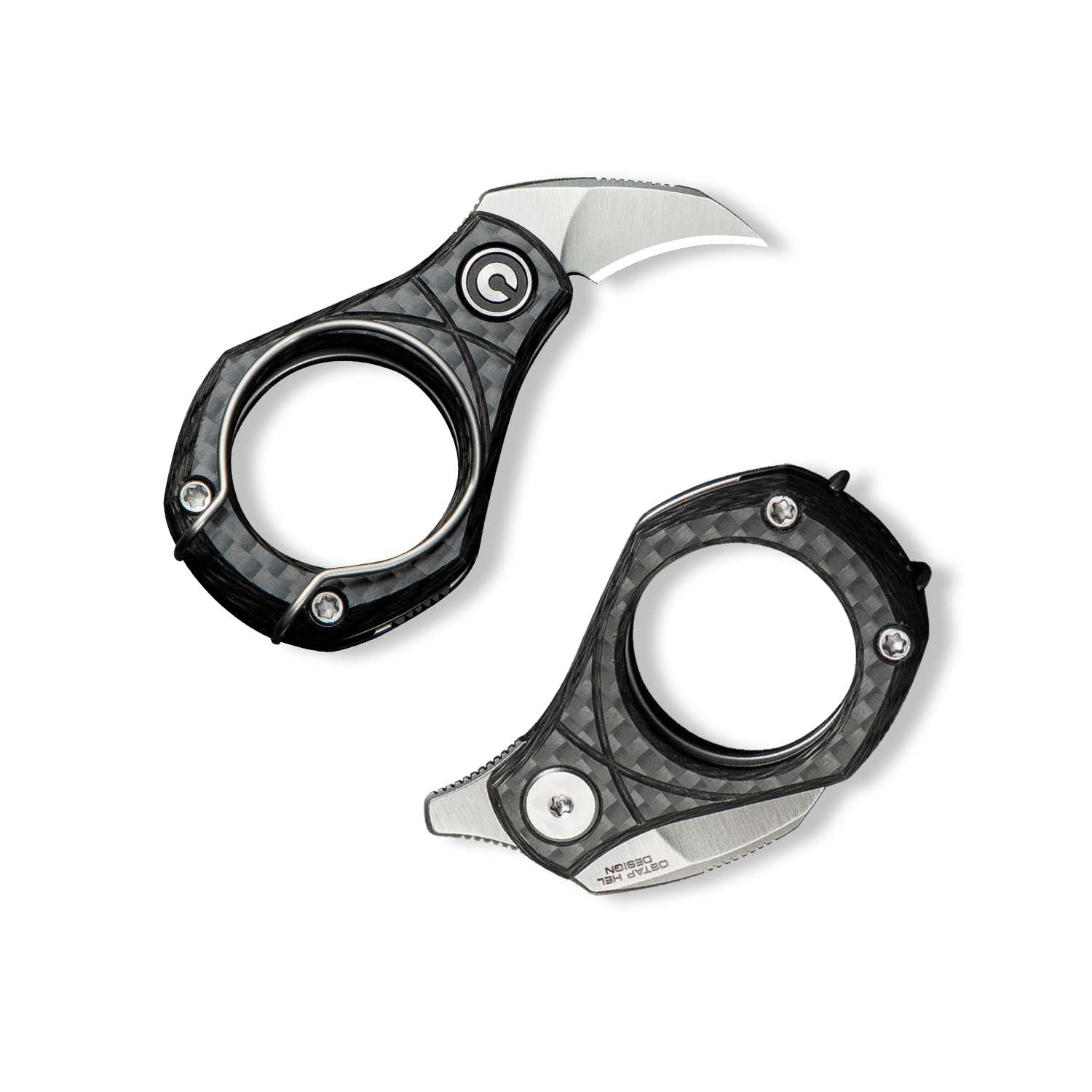 Pyrus Mini Keychain Knife (1 Piece), Small EDC Pocket Folding Box Cutter with 14C28N Blade & Carbon Fiber Ringed Handle, Christmas Stocking Stuffers Gift for Men Women C23038-3