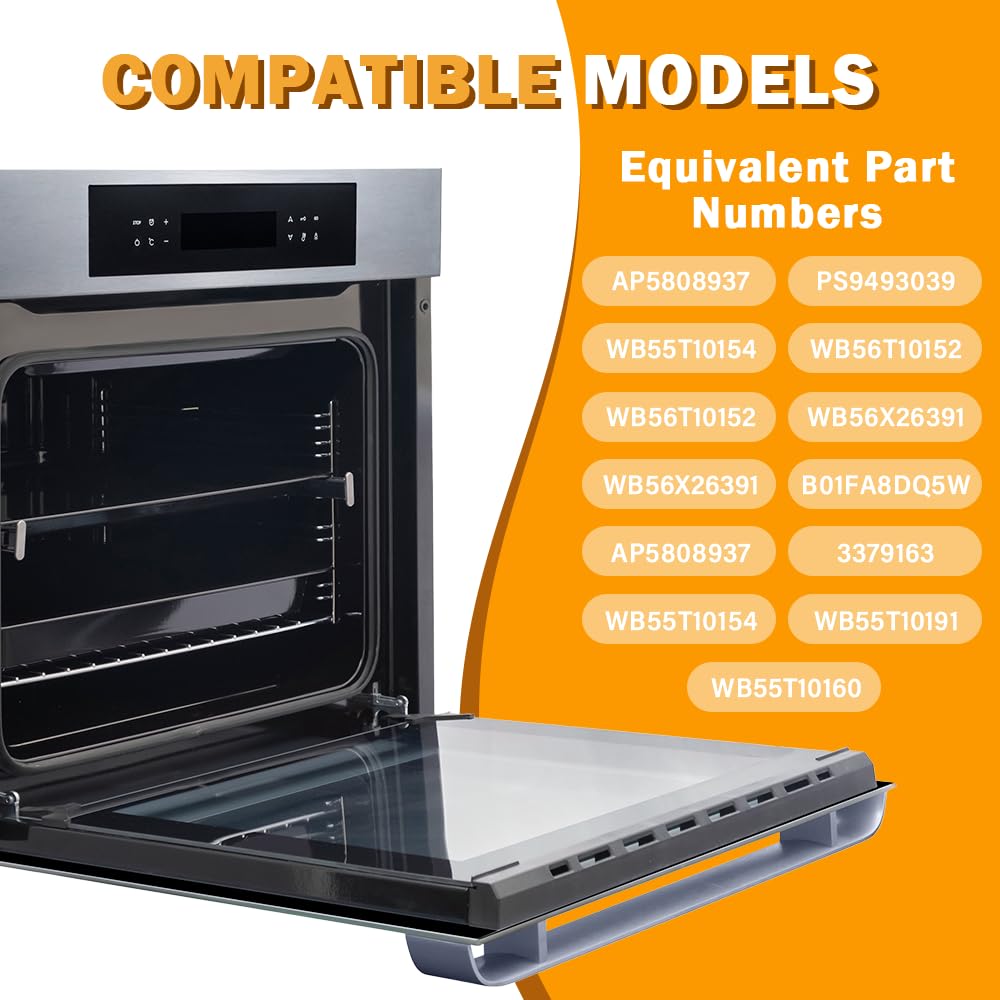 WB56X22160 - Cristal de puerta interior para estufas eléctricas GE, horno de pared, estufa de gas, horno eléctrico, compatible con horno Hotpoint, RCA y Kenmore, números de pieza: WB55T10191,