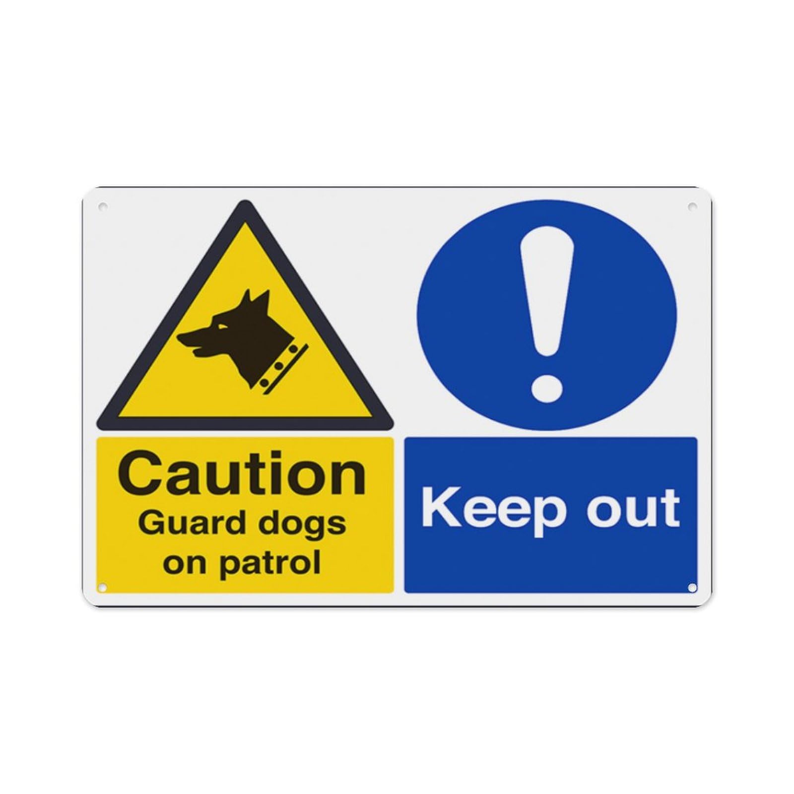 peiyeety Caution Guard Dogs On Patrol Aluminum Tin Warning Signs For Home Outdoor Garden 12X16 Inches