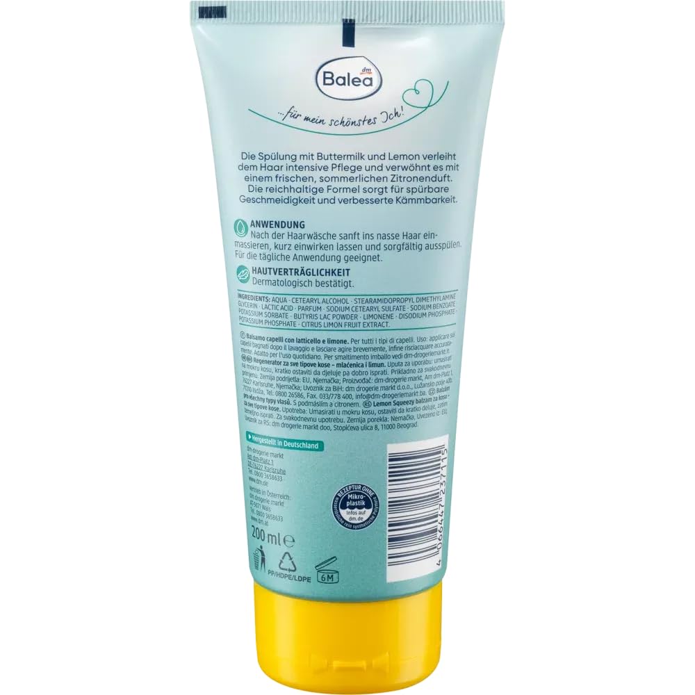 Balea 3er-Set Haarpflege: Professional Spülung More Blond mit Jojobaöl & Keratin für naturblondes & blondes Haar, 2 x 200 ml + Haarspülung Lemon Squeezy Geschmeidigkeit & Kämmbarkeit, 200 ml, (600 ml)