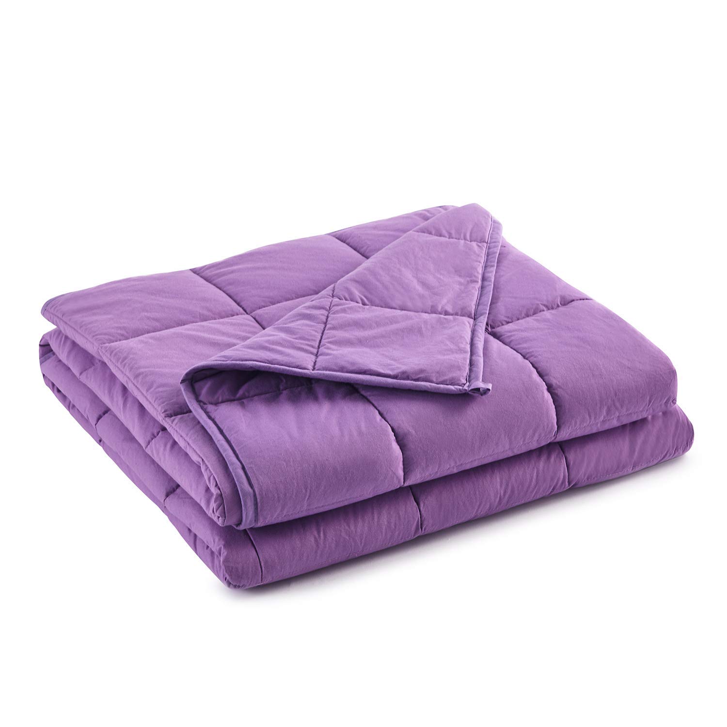 Cotton Weighted Blanket 100% Cotton with Premium Glass Beads for All-Season 60''x80'' 15lbs,Purple