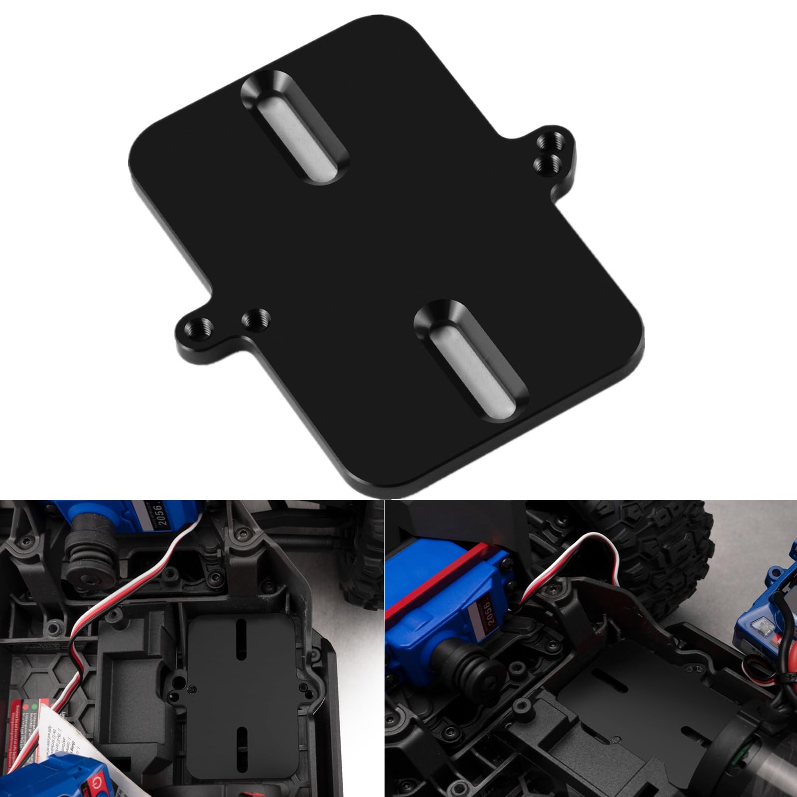 BRKRC Aluminum Electronic Mount Plate ESC Receiver Tray for Tra-xxas 1/16 Mini Maxx 4WD RTR Brushless Monster Truck RC Car Upgrades (Black)