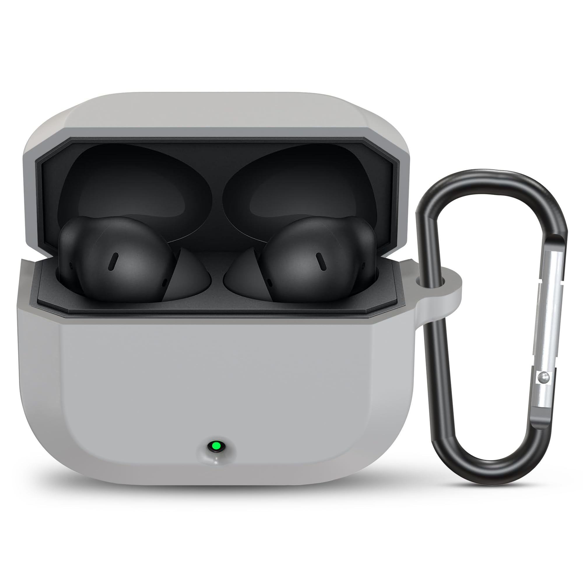 Sounce Premium Case Cover for The OnePlus Nord Buds 3r TWS Earbuds, with Soft Silicone, Shock Absorption, Full Defense, Visible LED, Anti-Dust Port Plug for 47ms Low Latency Earbuds Grey