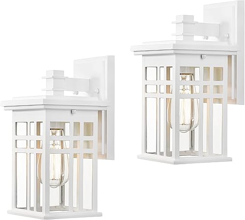 zeyu Paquete de 2 luces de porche al aire libre para montaje en pared, luces exteriores modernas para casa de aluminio fundido a presión con