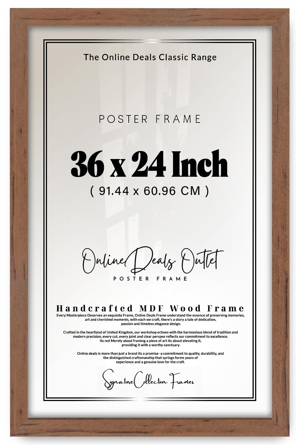 Online Deals | MDF Picture Frame (91.44 x 60.96 CM) 60.96 x 91.44 cm for Kids’ Art, DIY Projects & Motivational Quotes, MDF Build, Secure Mounting Hooks [ Walnut ]