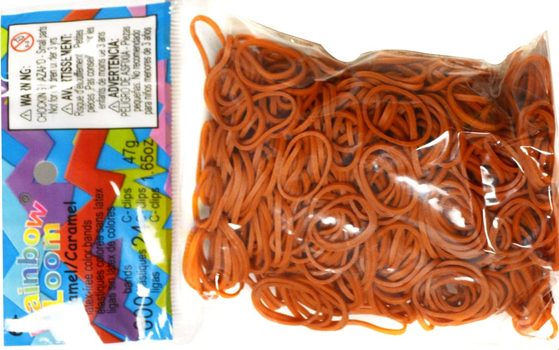 Caramel Rubber Bands with 24 C-Clips (600 Count)