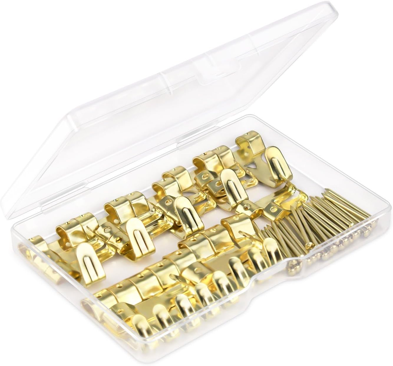 55 Pack Picture Hanging Kit Picture Hangers Heavy Duty Picture Hanging Hooks with Nails for Drywall Wooden Professional Wall Hanging Hardware for Pictures Frame Mirror Clock Canvas Mounting (Gold)