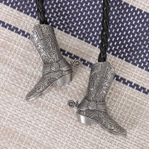Image of Bolo Ties for Men Western - 3D Cowboy Hat Design With Vintage Boots, Western Bolotie Bola Tie