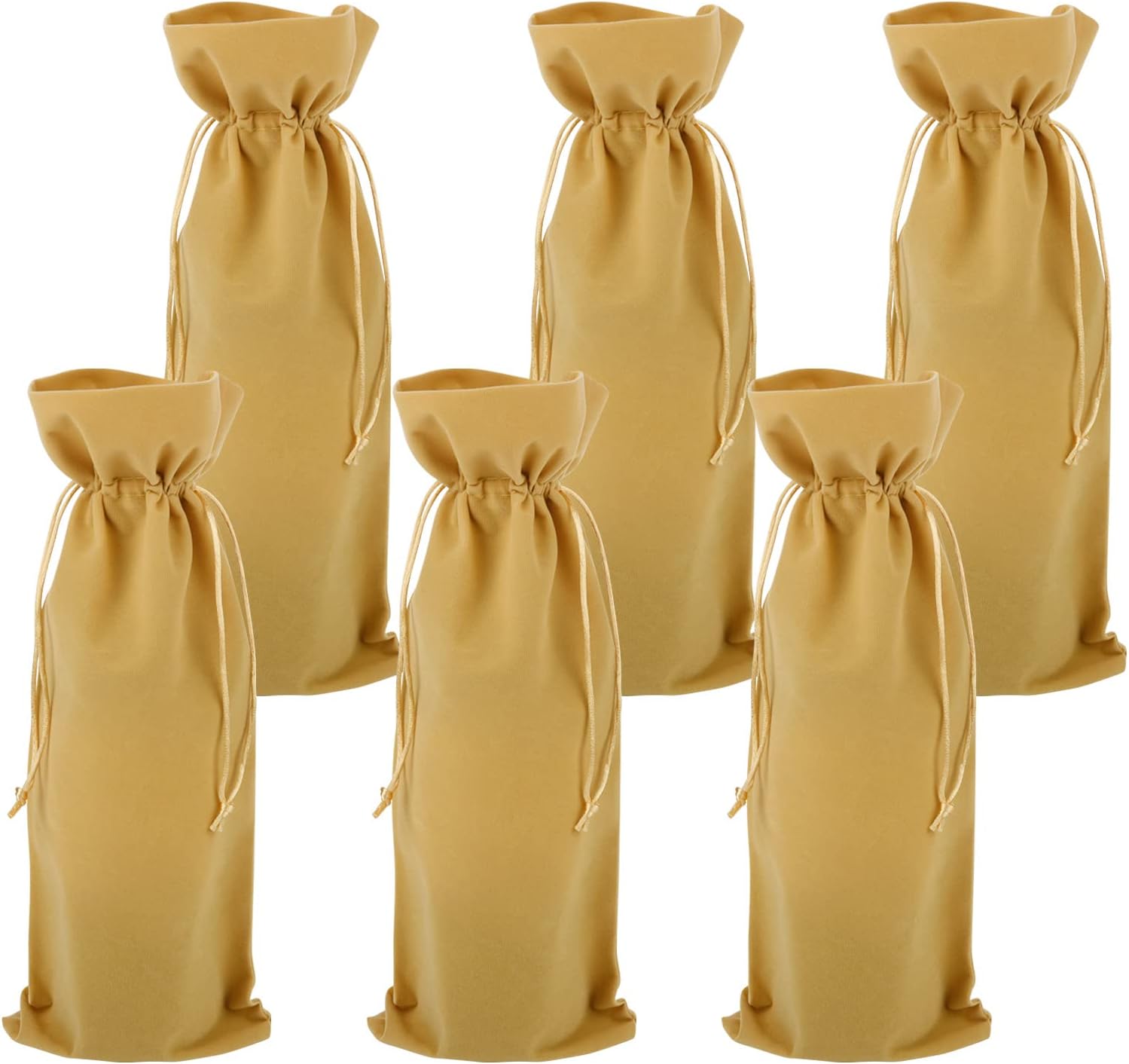 Homakover Luxury Velvet Wine Bag Wine Gift Bags, 6 Pcs Wine Bottle Bags with Double Drawstring Closure, 14.5"x 5.9" Reusable Bottle Bag For Christmas Wedding Birthday Party Holiday Housewarming
