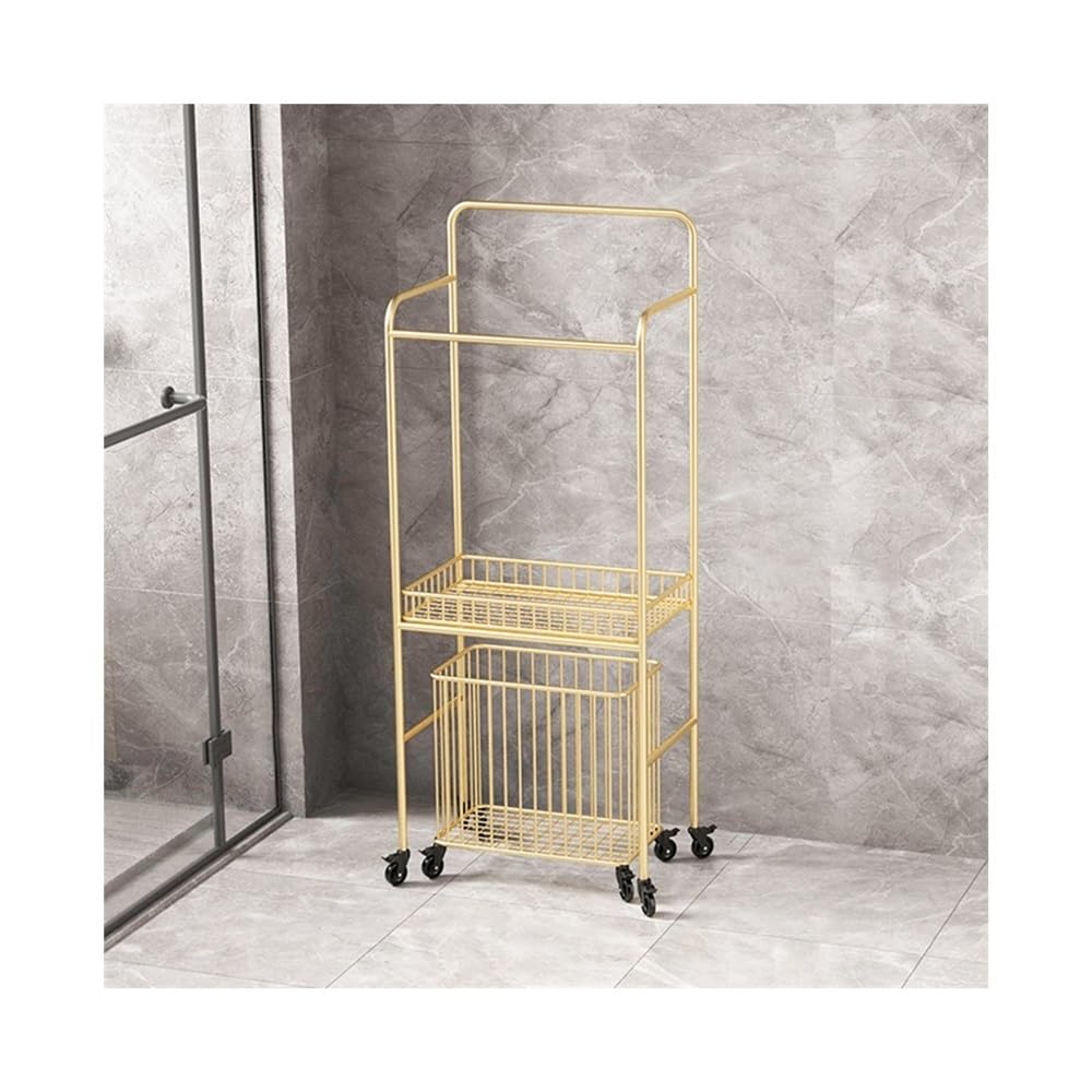 towel rail Bathroom Towel Rack Storage Floor-standing Metal Modern Toilet Shelf(Gold)