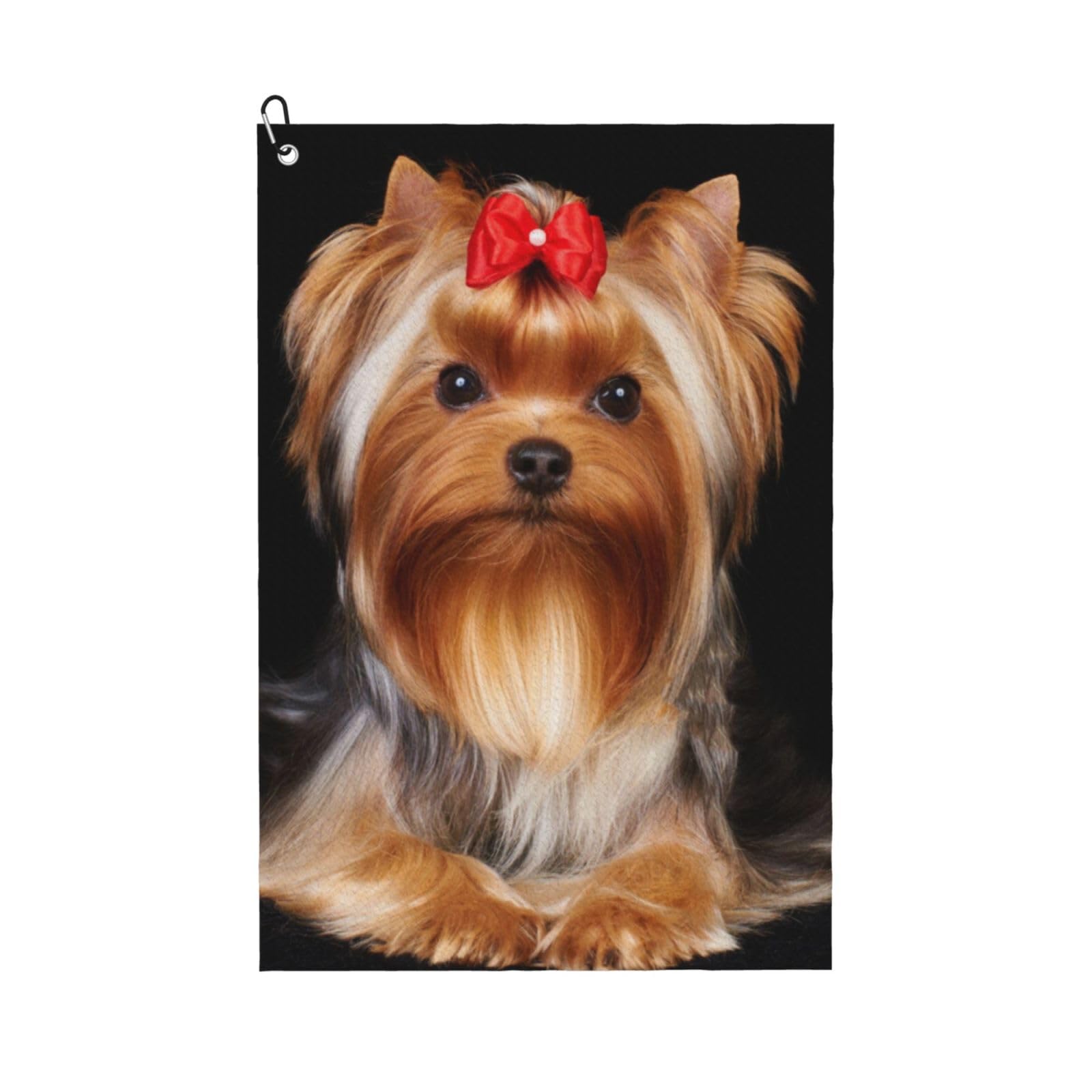 Hnnkloy Yorkshire Terrier And Ribbon, 16x24 in Portable Waffle Golf Towels with Carabiner Clip for Golf Bag