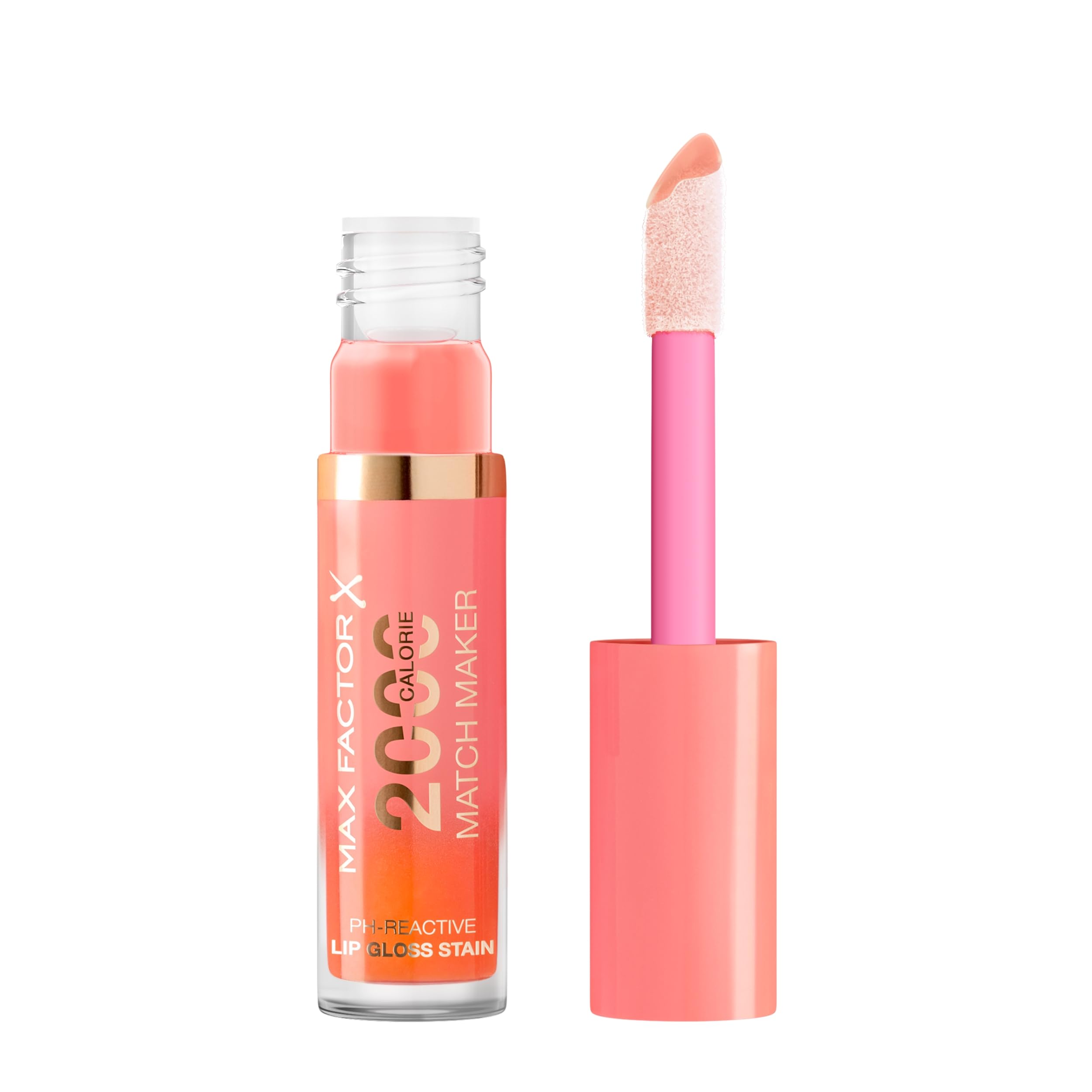 Max Factor 2000 Calorie Match Maker Lip Gloss & Stain, 010 Bubbly, pH-reactive Formula, Instant Glossy Glow, Nourishing with Hyaluronic Acid & Squalane, Non-Sticky, Fuller Looking Lips, 4.4ml