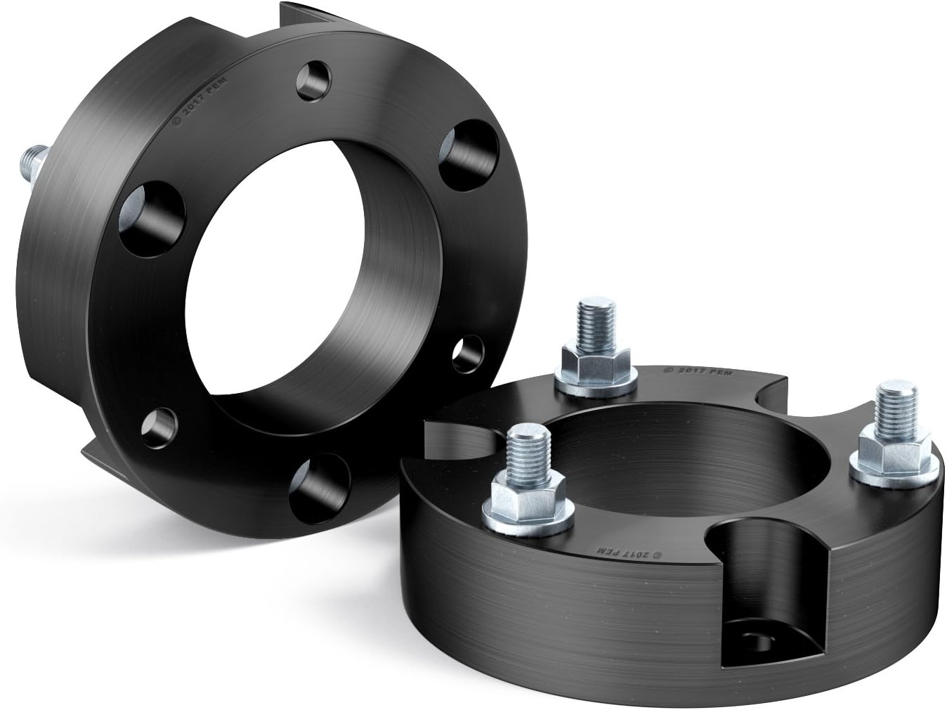 Front Upper Leveling Kit - 3 inch Lift - Compatible with 2007-2017 Chevy Chevrolet Avalanche Silverado Suburban Tahoe GMC Sierra 1500 Yukon 2WD 4WD 4x4 - Black Aluminum Suspension Spacer