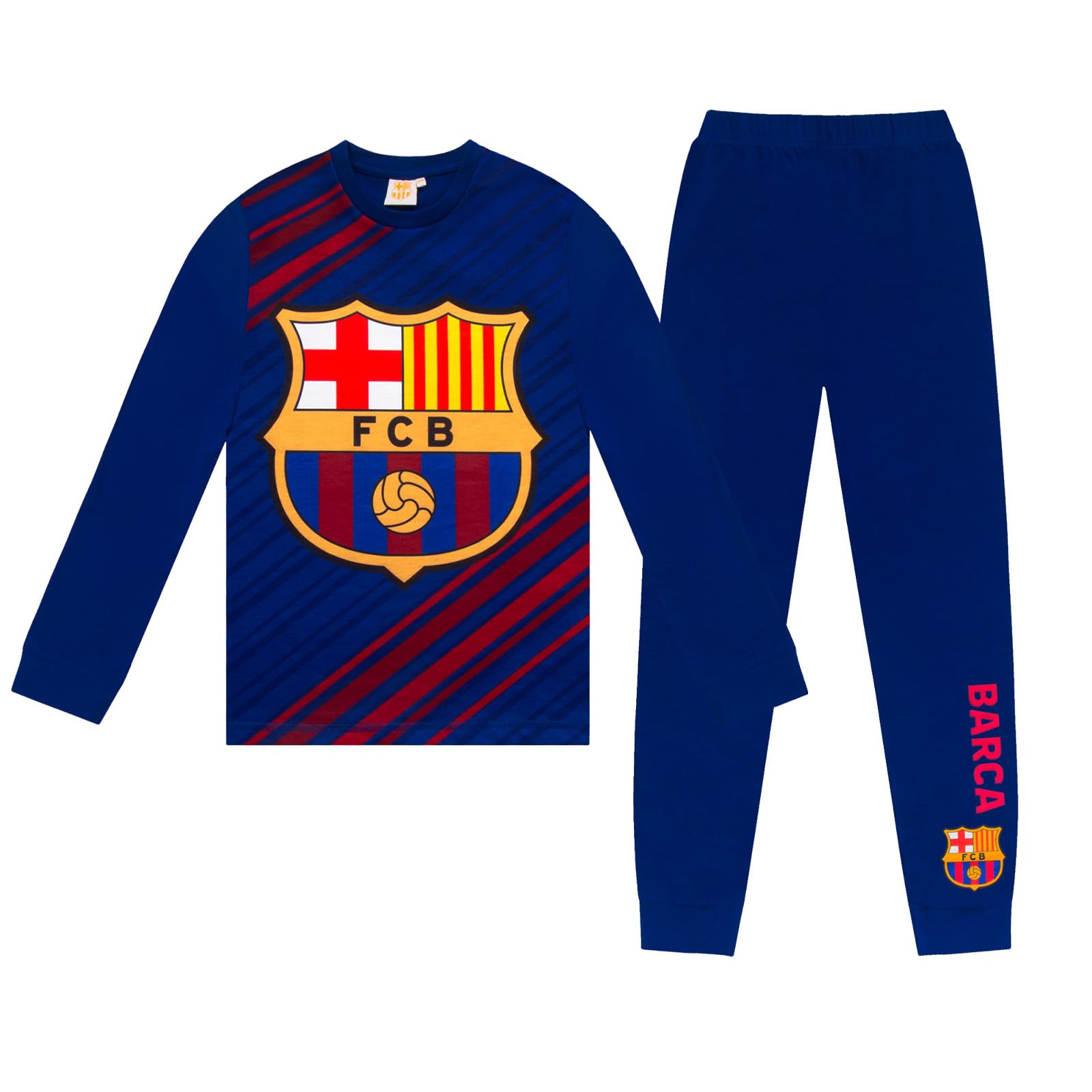 Fc Barcelona Boys Reflex Blue Long Pyjamas Official Football Gift - Age 5-6 Years