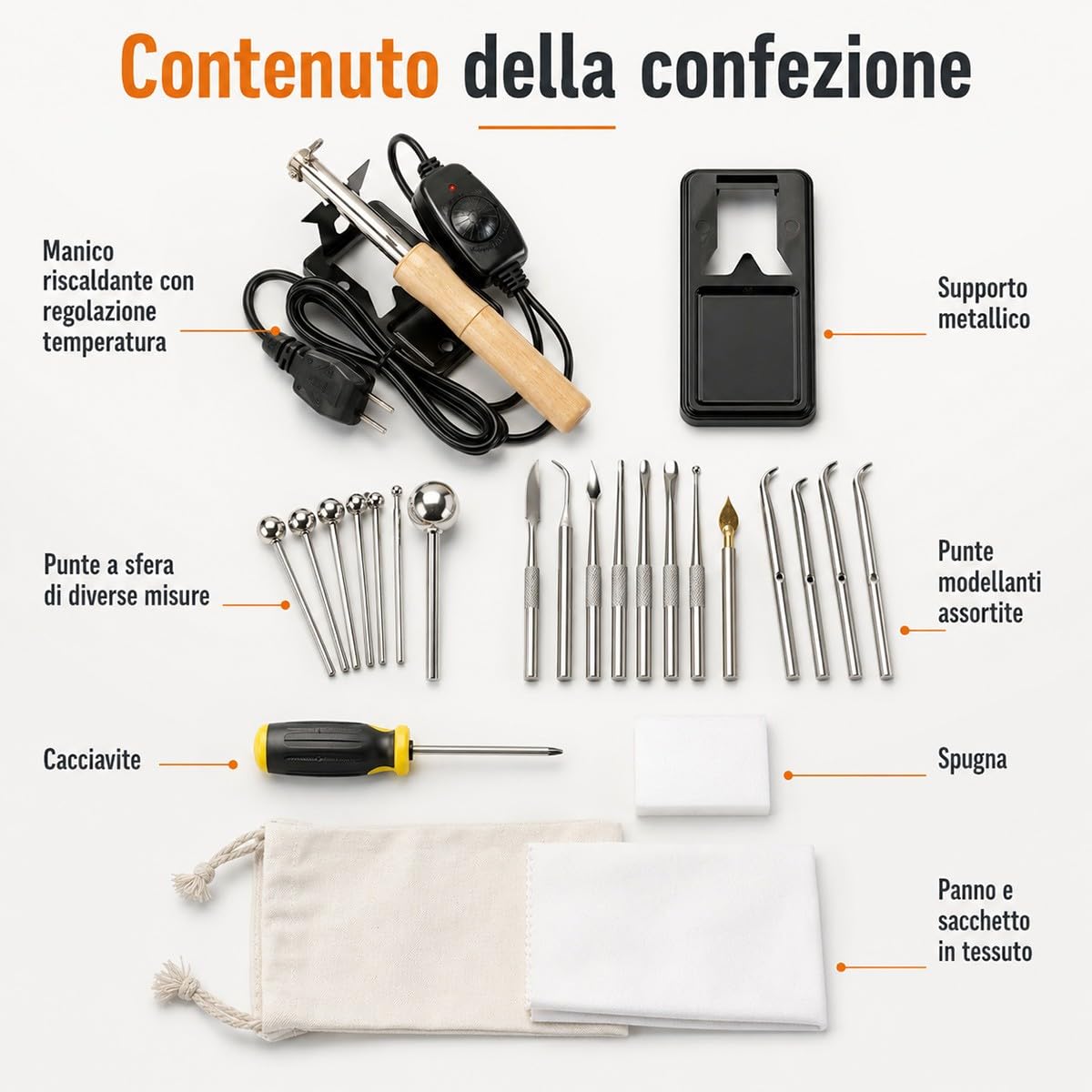 Creatore Elettrico per Fiori in Tessuto con 25 Punte e Accessori, Temperatura Regolabile, Strumento per Modellare Petali e Stirare Fiori Artificiali Fai da Te