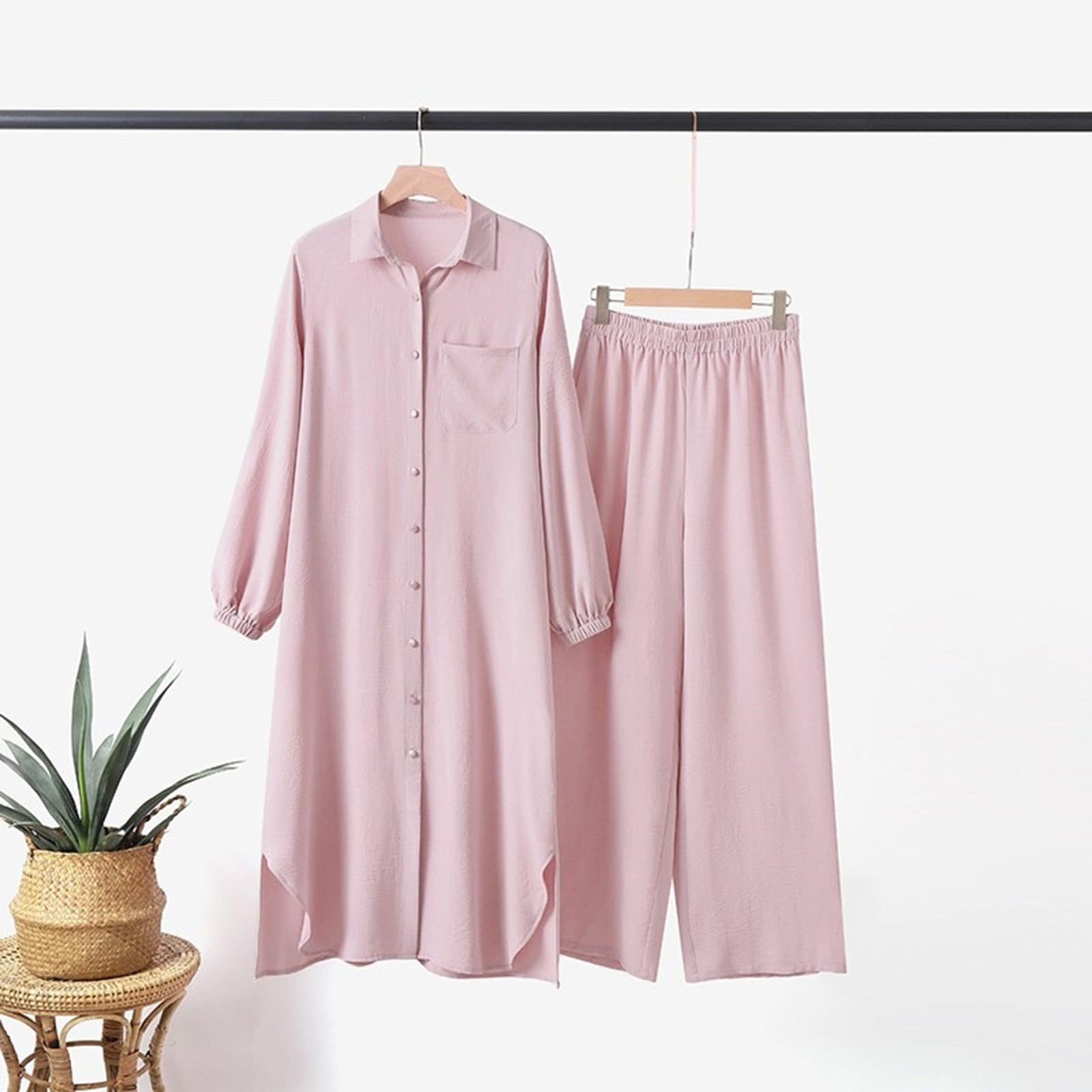 Abaya - Conjunto de pantalones para mujer, camisa de gasa musulmana del Reino Unido y cintura alta, elegante, de algodón, Kurti Palazzo, conjunto de pantalones paquistaníes, vestidos casuales para