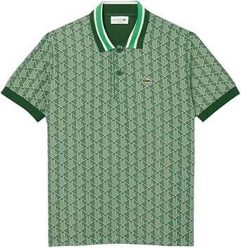 Lacoste Short Sleeve AOP L Color Blocked Polo Shirt and Contrasting Collar