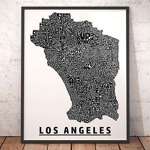 Los Angeles Neighborhood Map Print, Signed Print From My Original Hand-Drawn Typography Map Art Series #TOP2