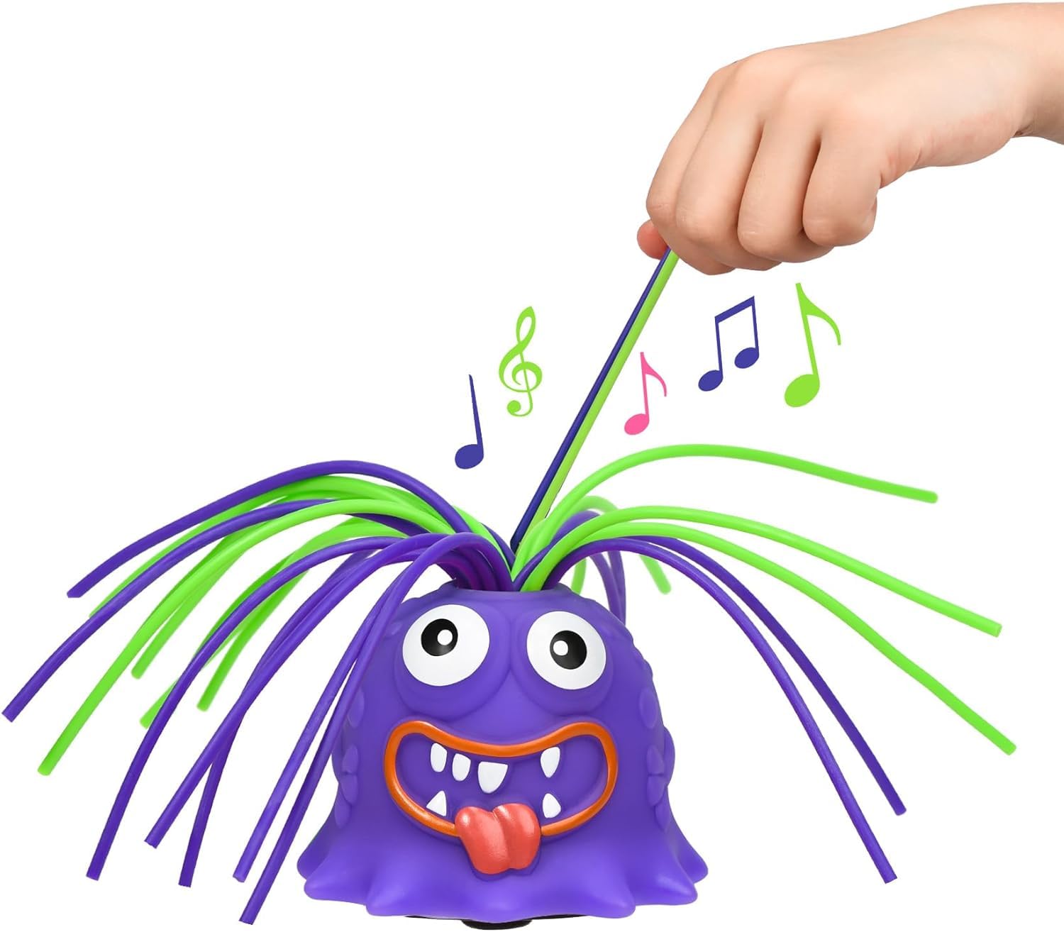 Nnewvante Hair pulling little monster can be tied braids decompression vent toys educational creative vent novelty monster big eyes boy special stress reliever toys（purple）