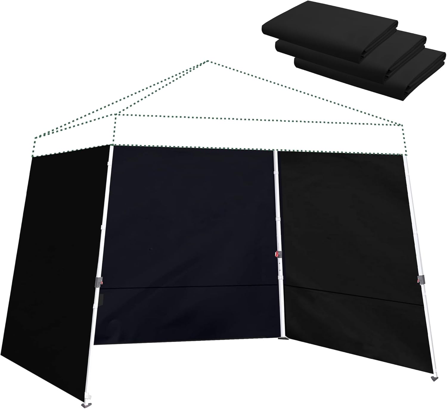 Canopy Sidewalls for 11x11,12x12 Slant Leg Pop Up Tent,3 Pack Sunwalls Only,(Black)