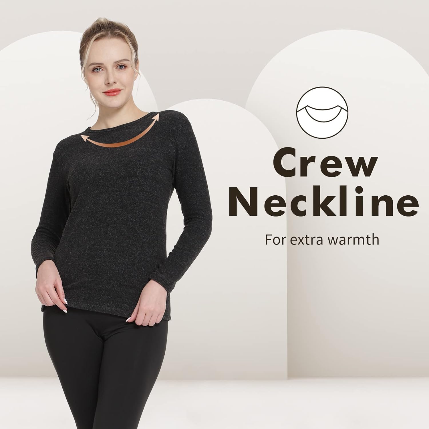 MANCYFIT Thermal Tops for Women Fleece Lined Shirt Long Sleeve Base Layer V Neck - Image 5