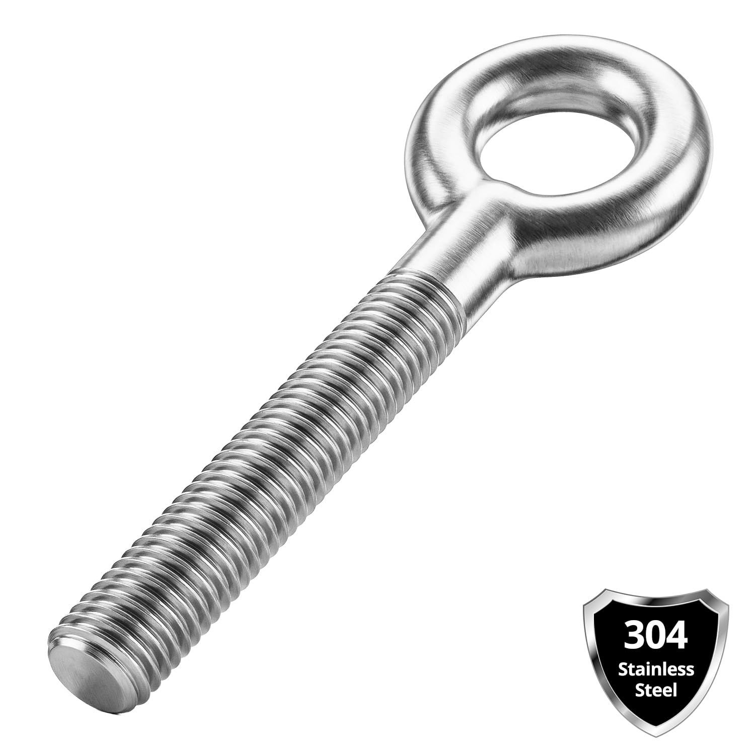 QWORK® 10 pezzi viti ad occhiello M8 in acciaio inox 304, filetto lungo 60mm – vite ad anello per recinzioni, vele solari e officine – ganci per viti resistenti alla ruggine, metrici argento