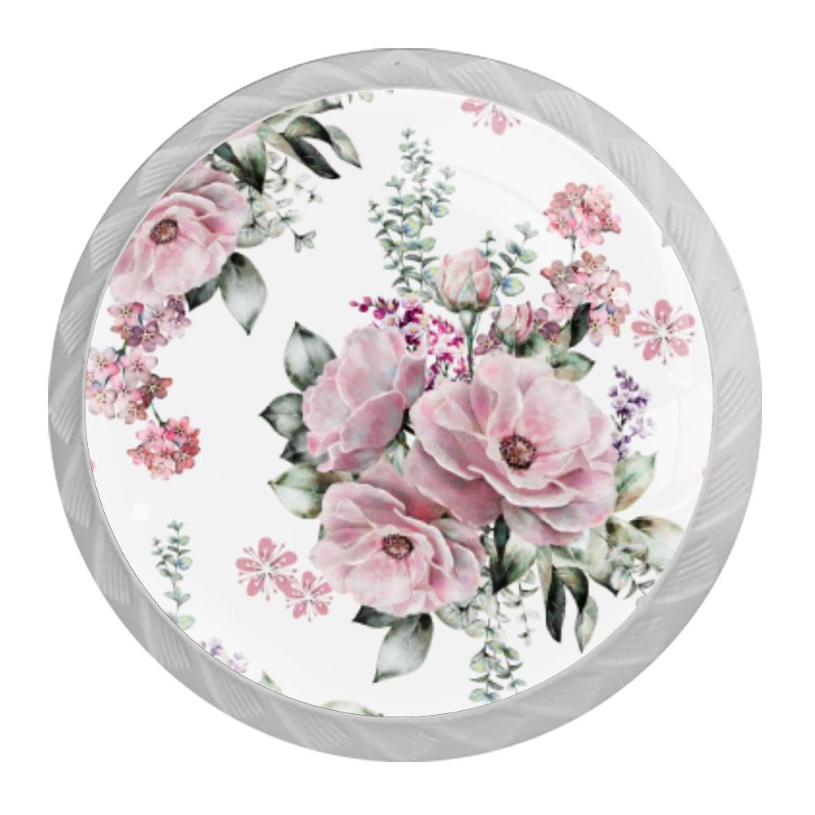 Tqmspg 4 Pieces Drawer Pulls Lowers Blossom Door Knobs Dresser Handles for Kitchen Wardrobe Cupboard Hardware Furniture