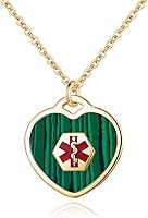 Vista 9 de LinnaLove Collar de alerta médica para mujeres personalizable Pearl/Shell Heart Medical ID colgante con cadena de 24 pulgadas