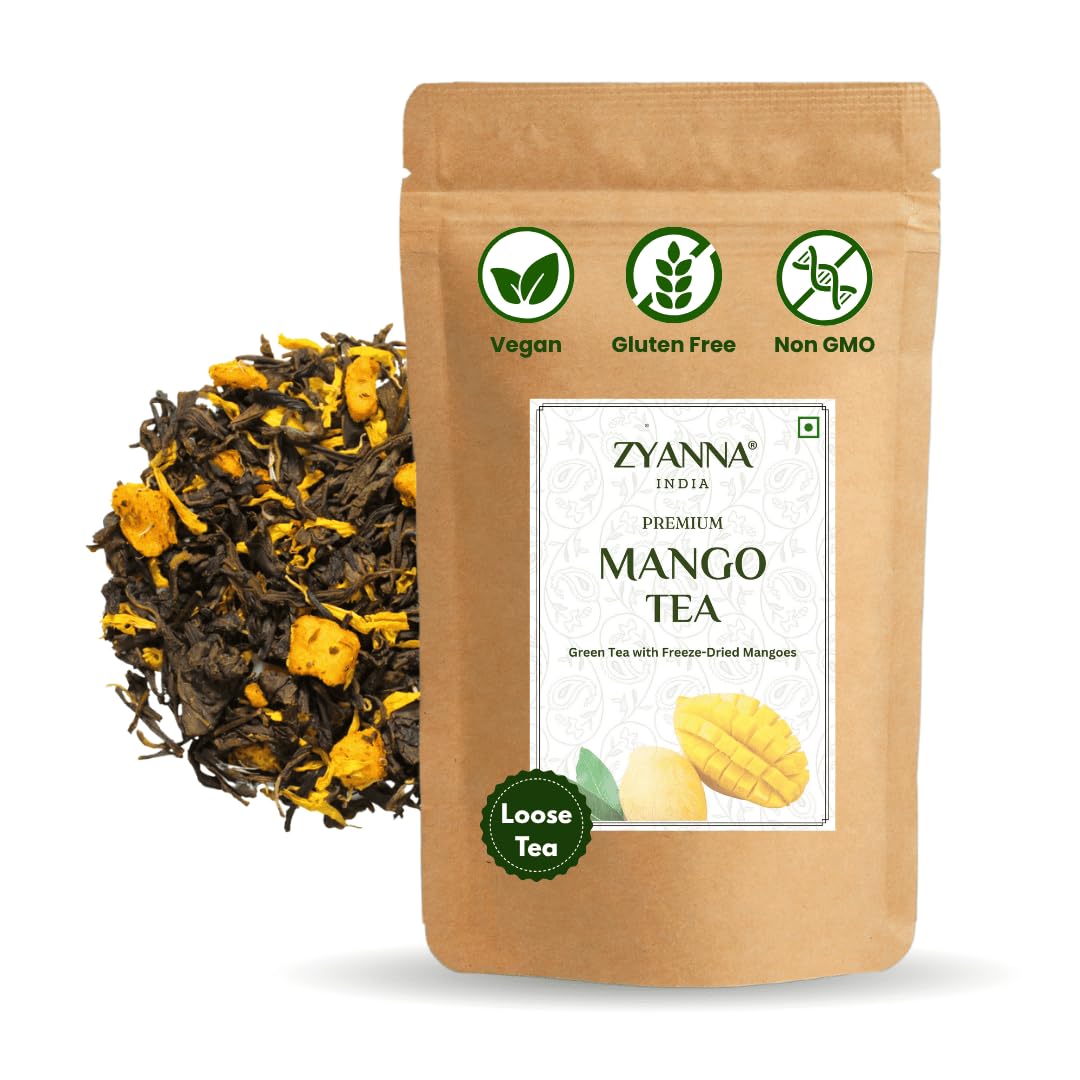 Zyanna Mango Green Tea – Premium Loose Leaf Green Tea with Dried Mango Pulps | Whole Leaf | Natural Ingredients | Refreshing & Fruity | Brew Hot or Iced | 100g / 3.53oz – 50 Cups-image-25