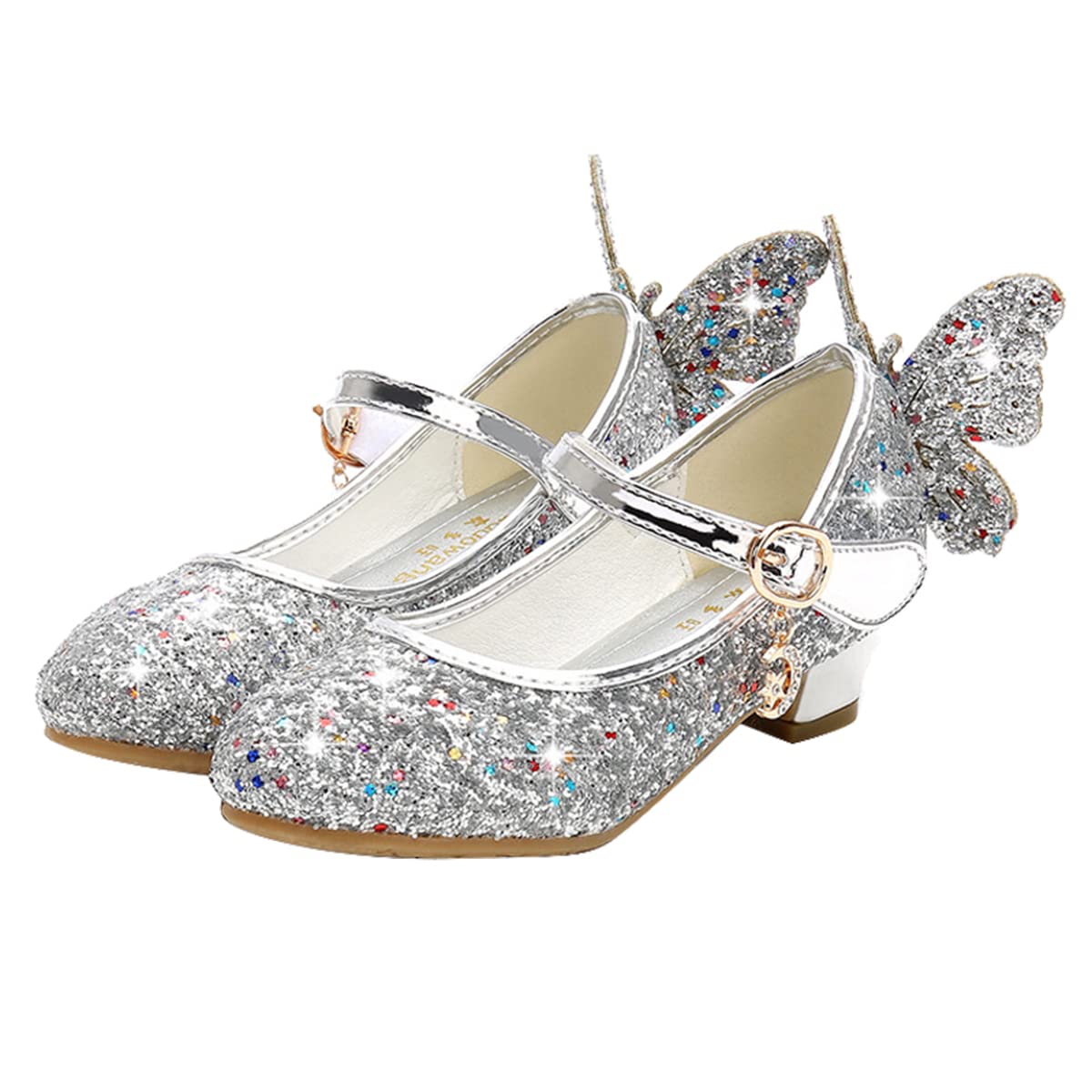 Girls Princess Shoes Sequins Sweet Bows High Heels Wedding Party Dress Shoes Dance Bright Diamond Cosplay Christmas Festival Shoes Pink Blue Purple Gold Silver — view 16