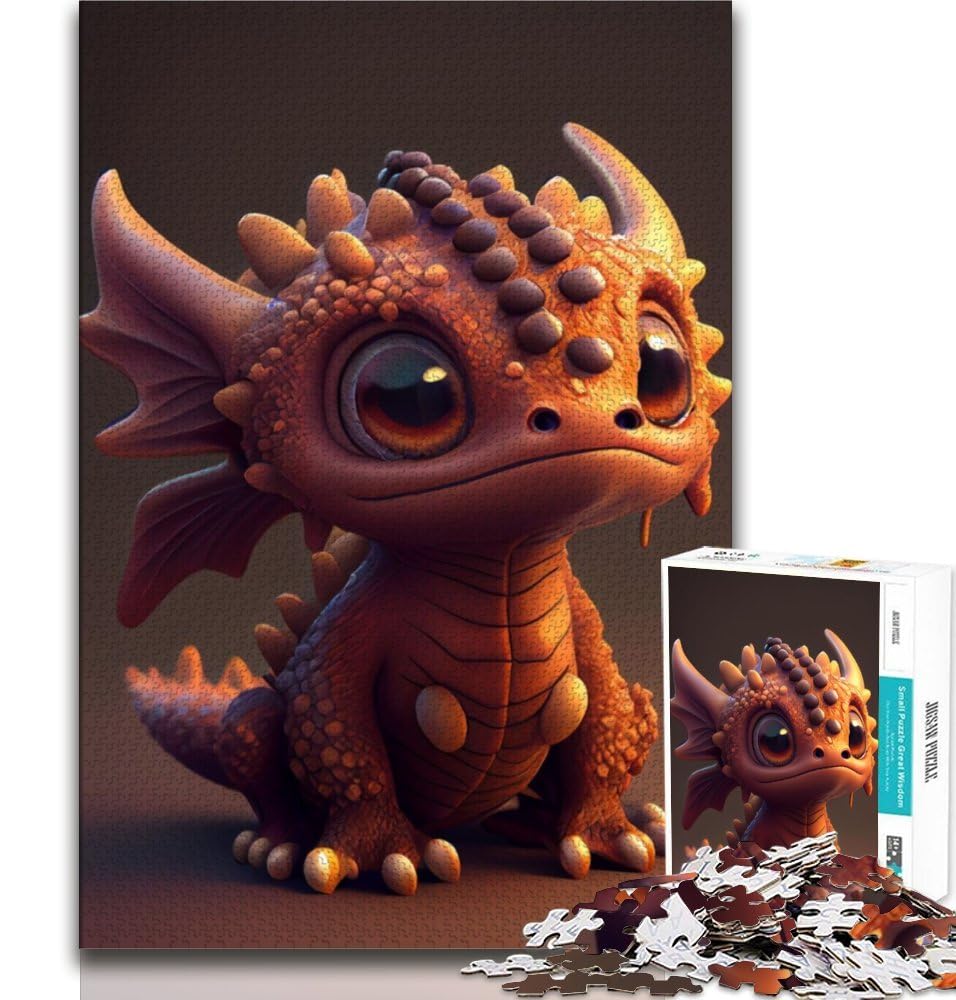 Jigsaw Puzzles for Teenagers Cute Brown Dragon Puzzles,Challenging Game Gifts for Is Ideal As A Gift for The Whole Family 38x26cm