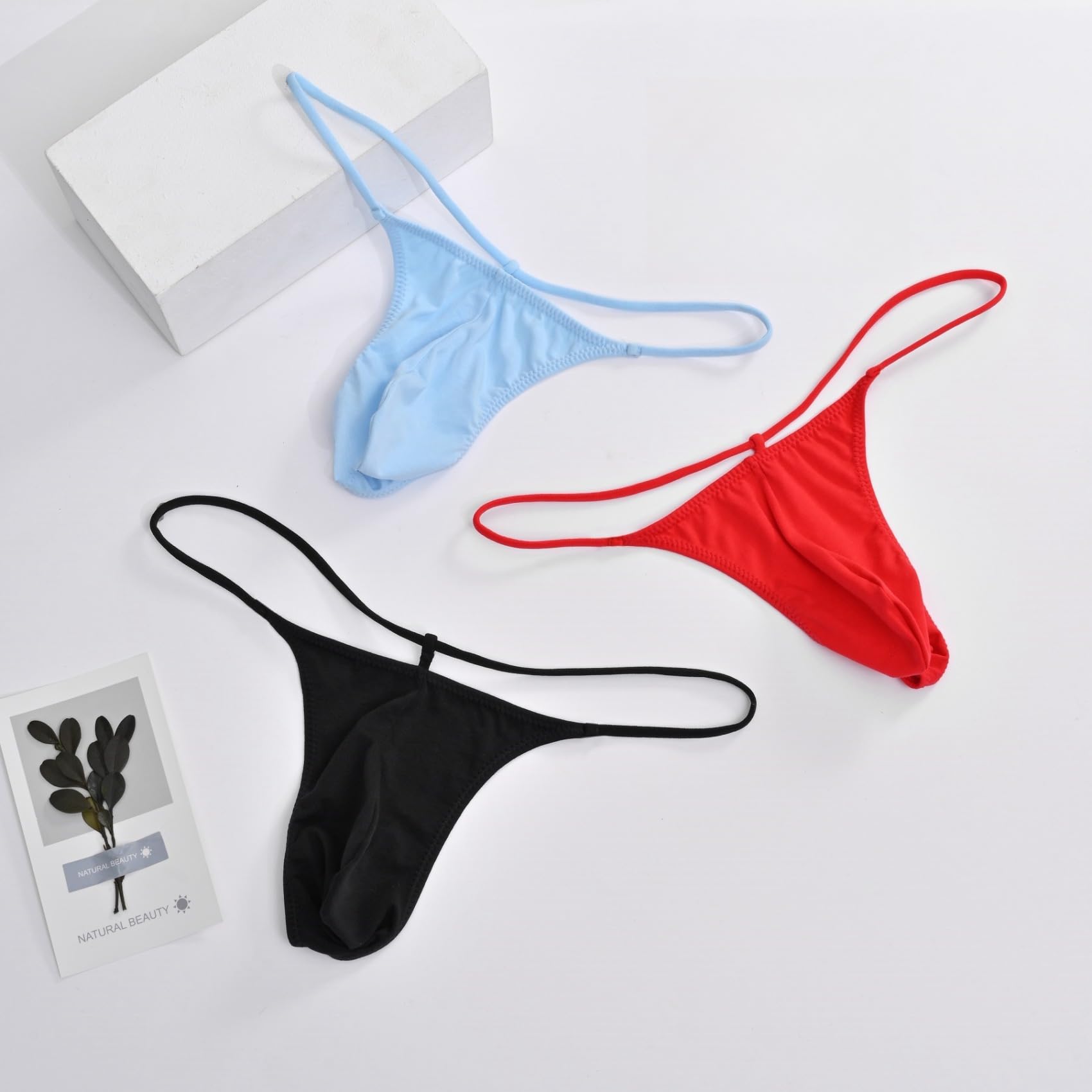 CELESTIX Lot de 3 Strings en Coton pour Homme - Léger - Taille Basse - Respirant et Confortable