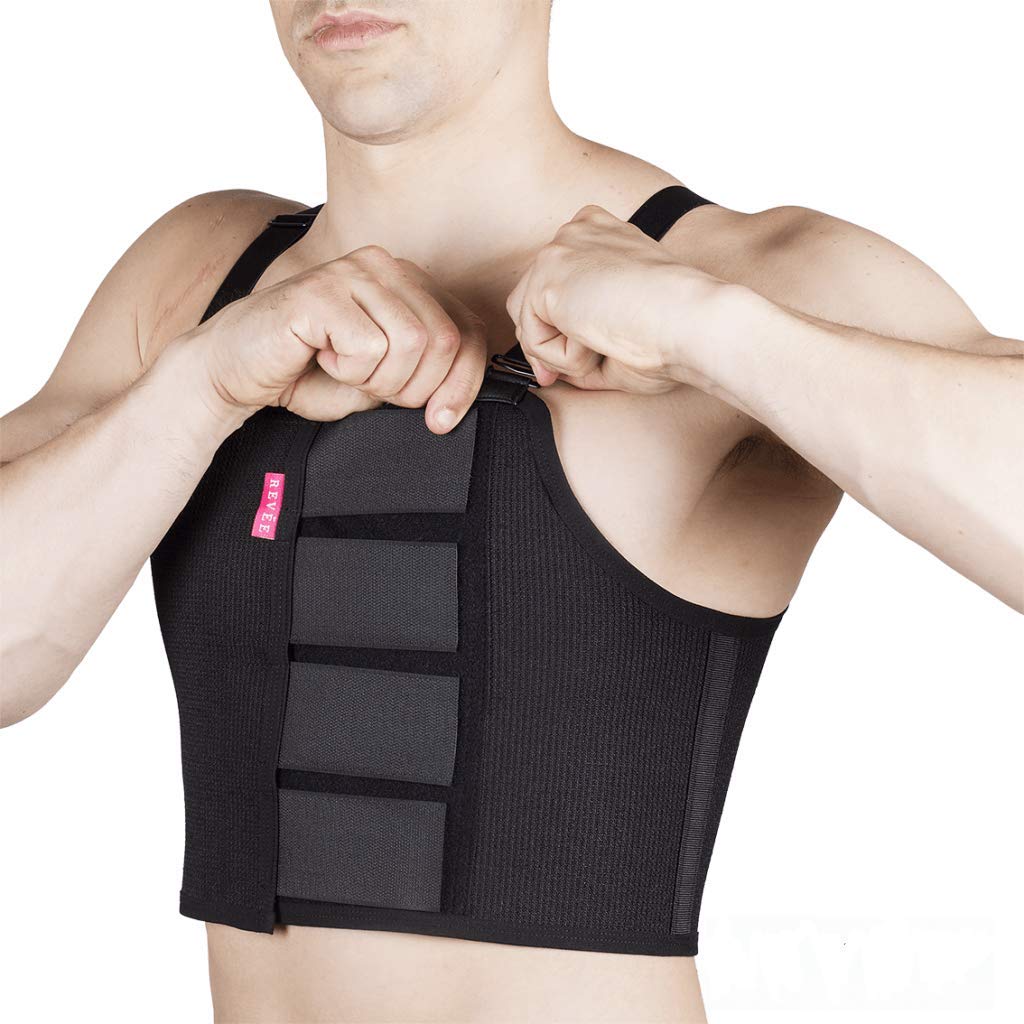 REVÉE Ginecomastia Uomo - Cintura Cardiologica Post-Operatoria per Sternotomia e Chirurgia Toracica - Fascia con Bretelle Regolabili, Made in Europe
