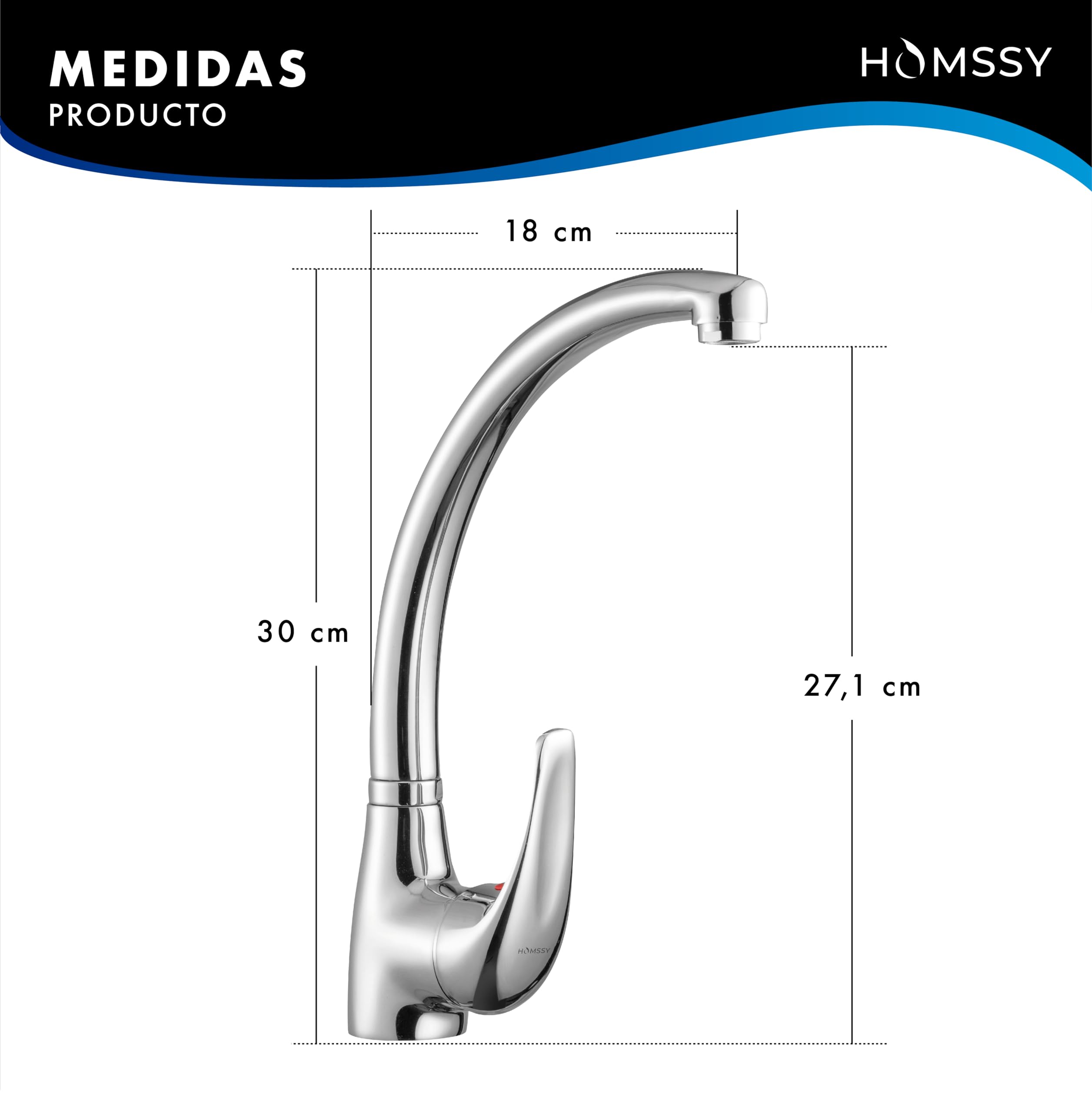 Grifo de Cocina Monomando Vertical para Fregadero, Grifo de Cocina Clásico, Acabado en Cromo y Latón, Diseño Elegante