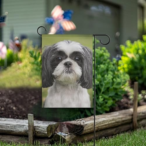 Miniatura 2 de Hokkien Hermosa bandera de jardín de perro Shih Tzu de doble cara de 12 x 18 pulgadas, banderas decorativas de jardín pequeñas, decoración de césped