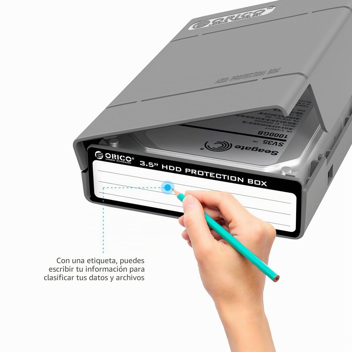 Caja Protectora ORICO 3,5 Pulgadas Antiestática/Antigolpes/Antipolvo para HDD, 5 Unidades Gris-PHP35