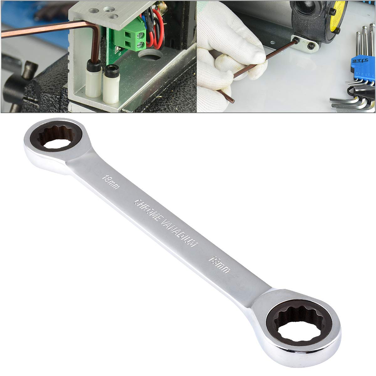 HOHXEN Double-end Ratcheting Wrench Set, Handle Spanners Hand Tools 18-19mm